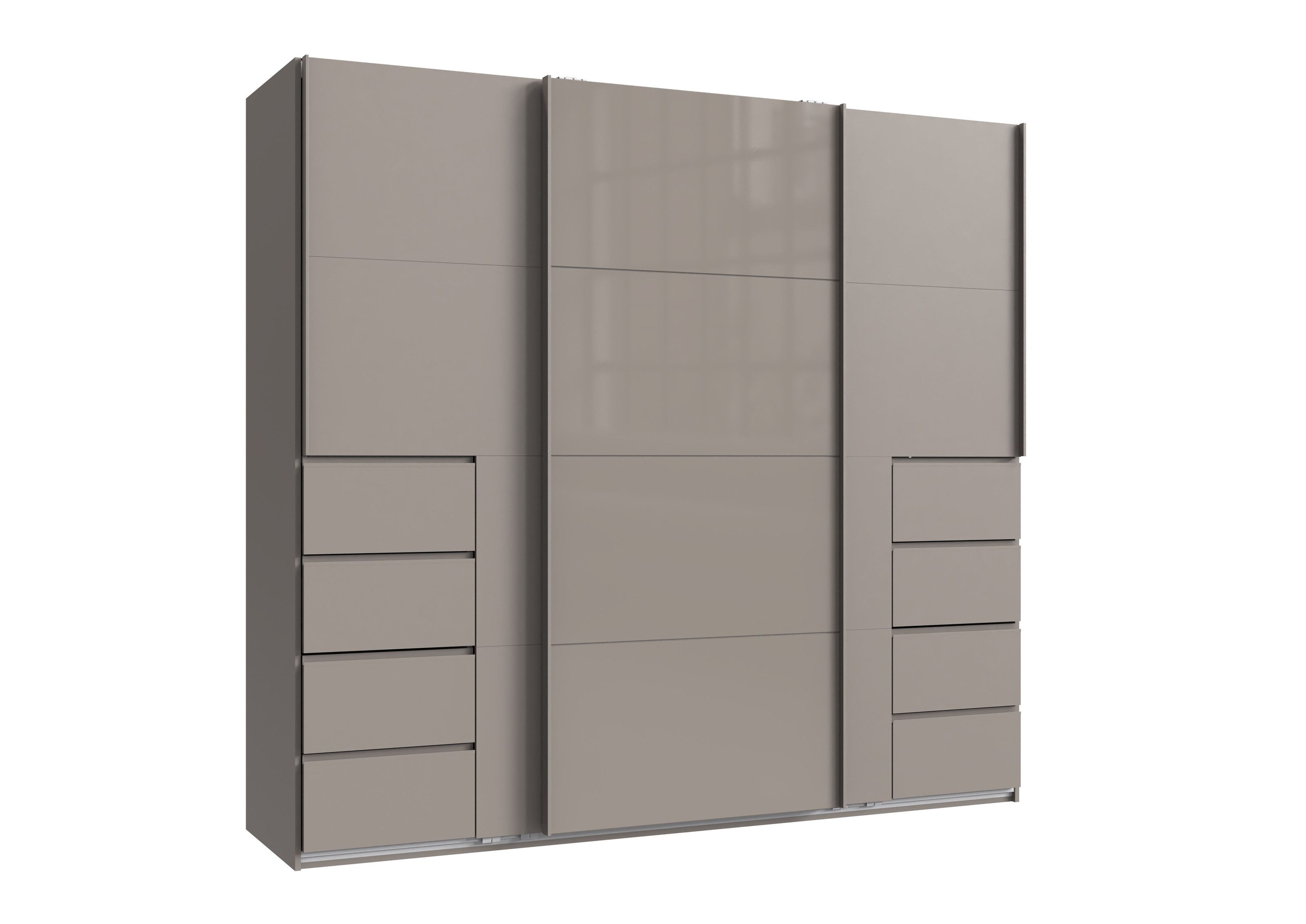 freiraum Schwebetürenschrank BALI in SAHARAGRAU + GLAS SAHARAGRAU - 225x208x64 (BxHxT)