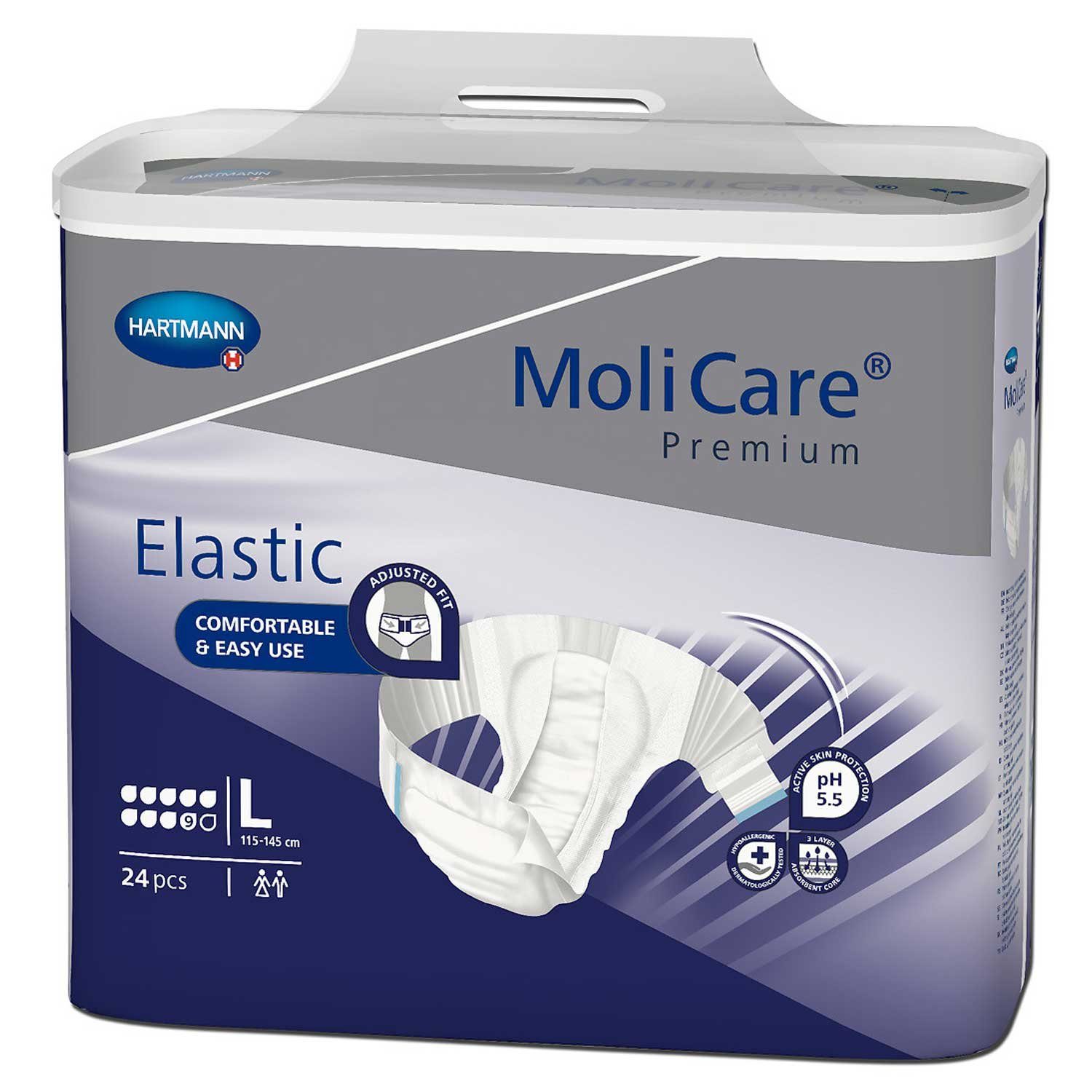 Molicare Inkontinenzslip MoliCare® Premium Elastic 9 Tropfen Größe L (24-St) für diskrete Inkontinenzversorgung