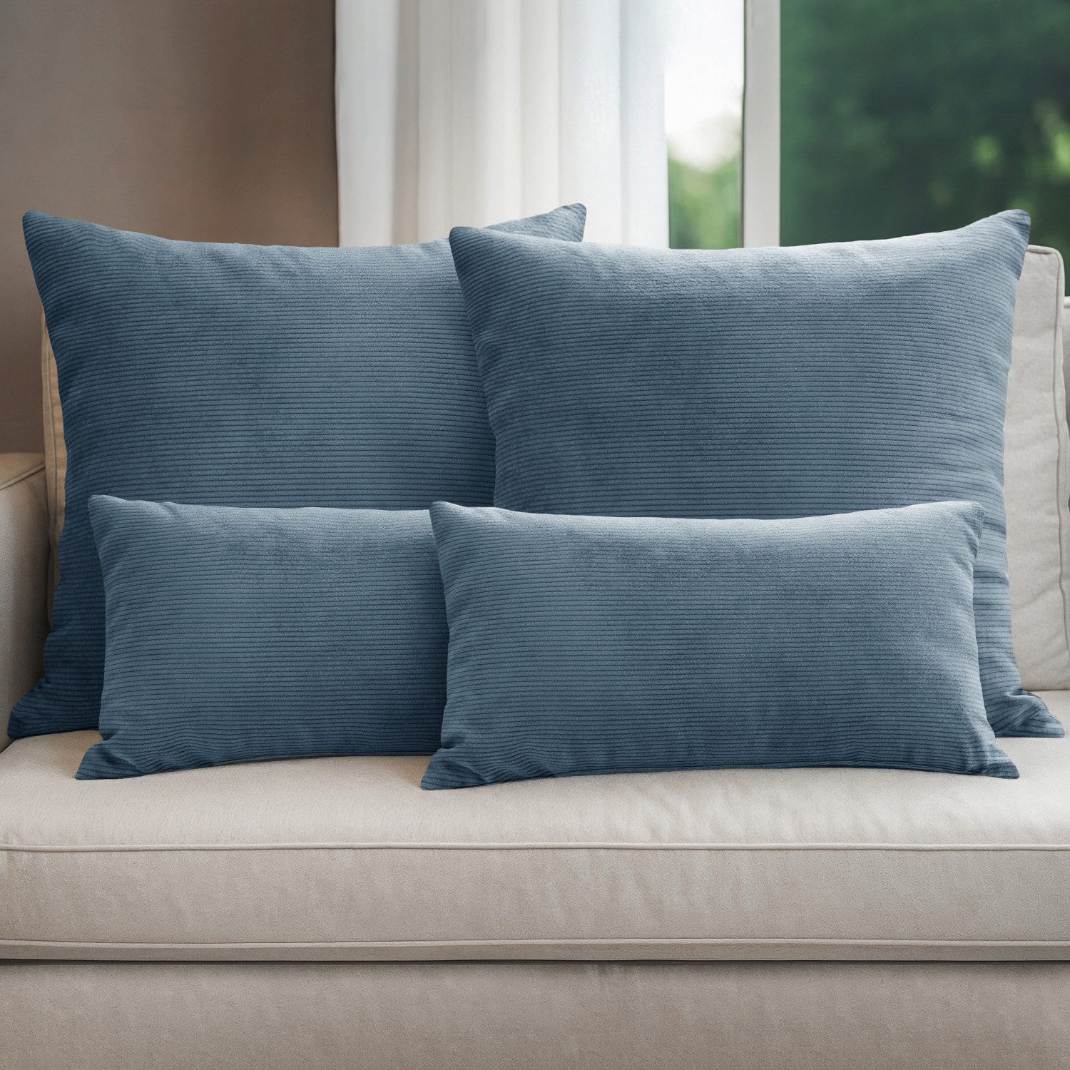 Selfitex Dekokissen 4er Set Cord Kissen inkl. Füllkissen, 2x 50x50 & 2x 30x günstig online kaufen