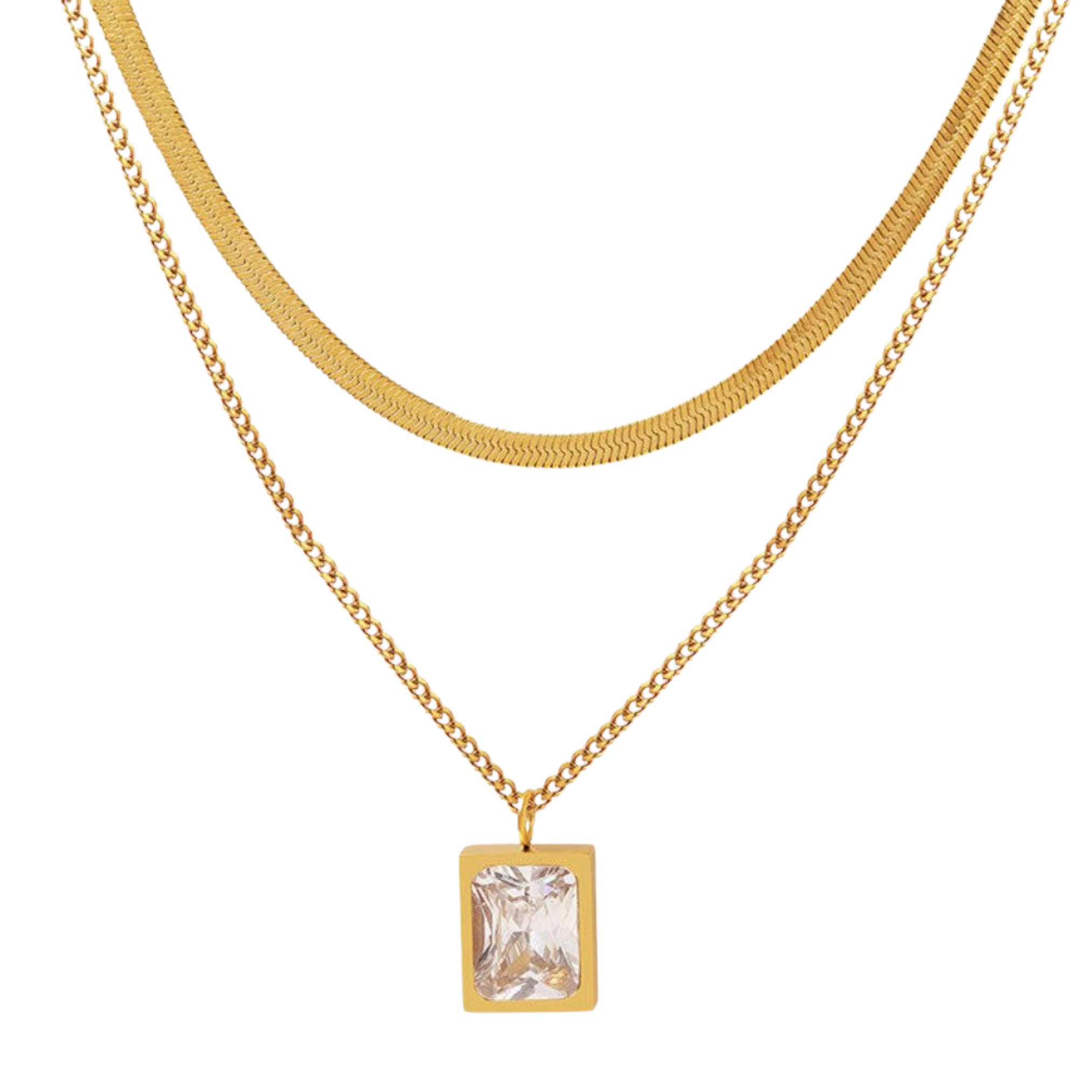 GOLDKLEIN Kette mit Anhänger doppelte Edelstahl Kette vergoldet Schmuck mit günstig online kaufen