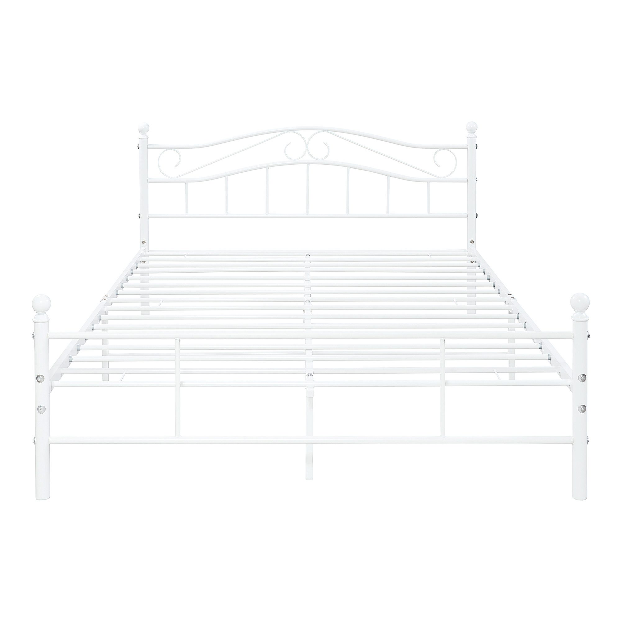 en.casa Metallbett, »Florenz« 140x200cm Weiß + Lattenrost