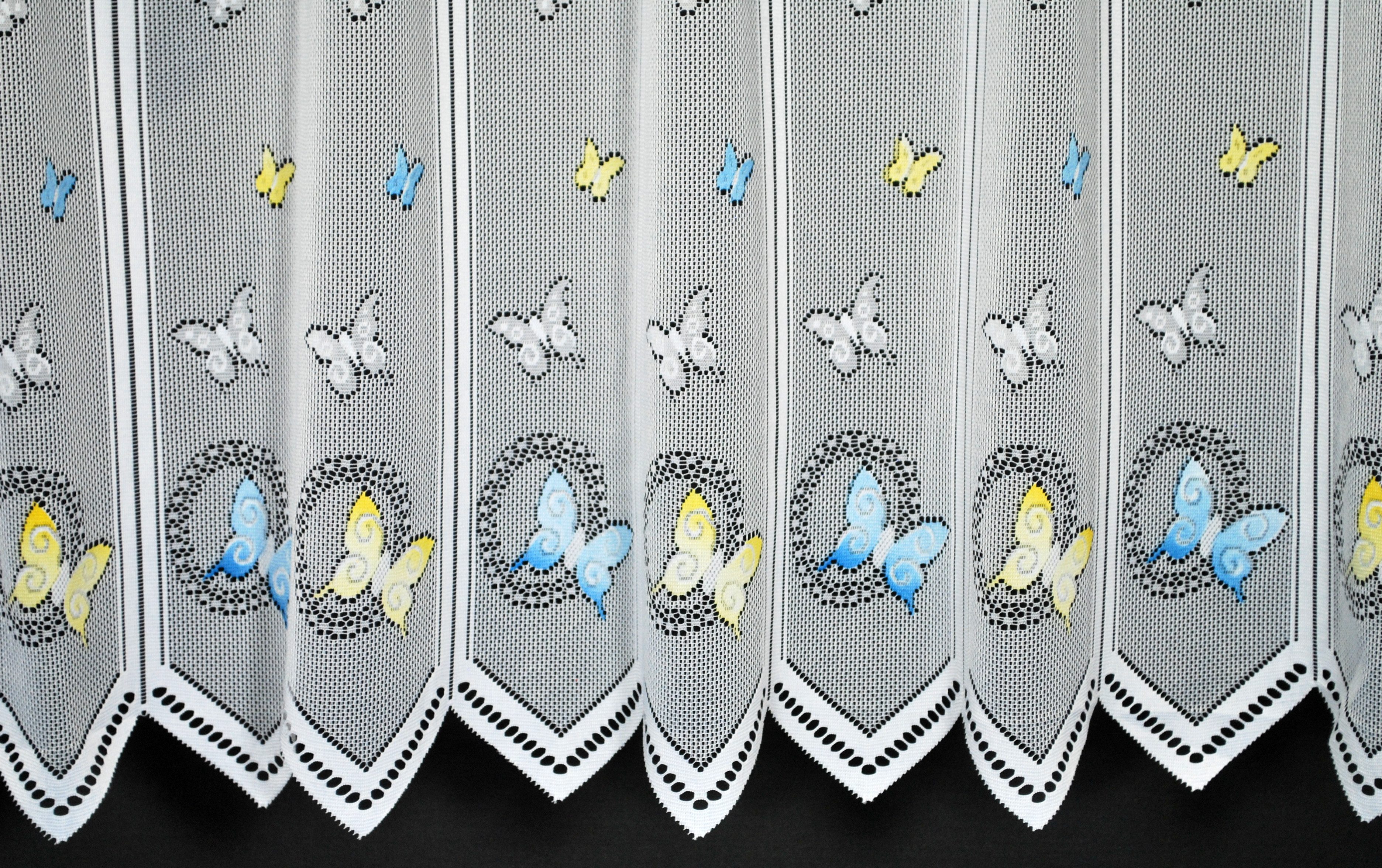 Gardinen Kranzusch Scheibengardine Schmetterlinge (1 St), Stangendurchzug, transparent, Stablöcher,transparent,verschiedene Höhen, Breiten