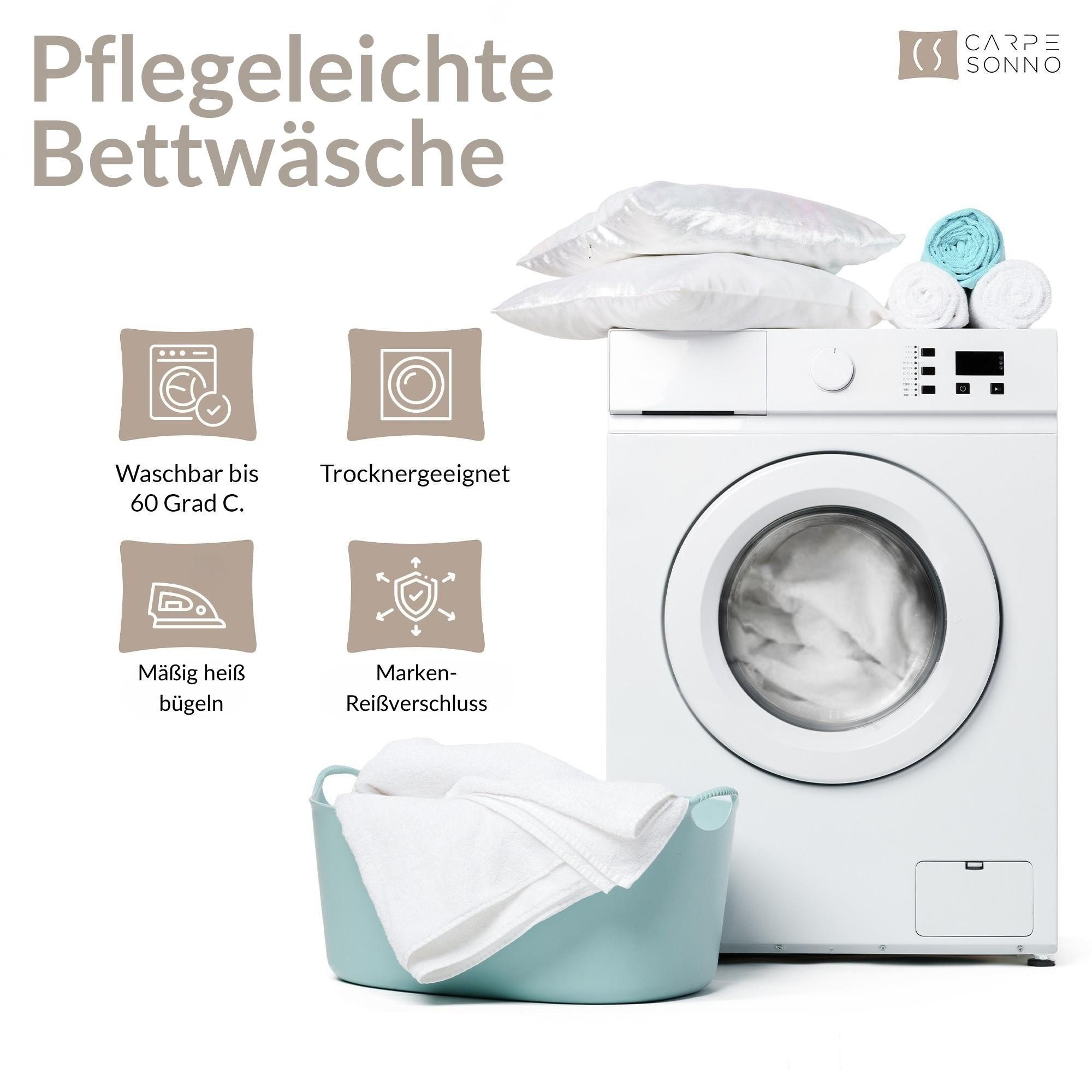 Carpe Sonno Bettwäsche Mikrofaser Bettwäsche 135x200 155x220 200x200 Einfarbig Atmungsaktiv, Mikrofaser, 2 teilig, Uni Bettbezug 135x200 Schwarz - Super soft & Oeko-Tex Zertifiziert