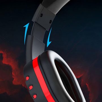 Retoo Gaming Headset Kopfhörer PC PS5 PS4 Headphone Mikrofon Headset (Haltbarkeit und Haltbarkeit, Bedienkomfort, Hervorragende Klangqualität)