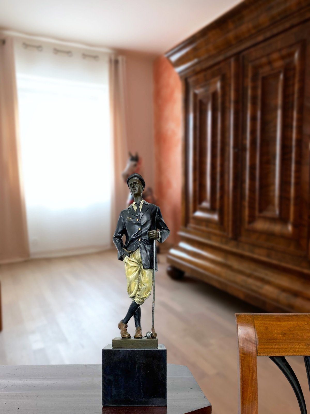 Aubaho Skulptur Bronzeskulptur Golf Figur Statue Golfer Antik-Stil Bronze 32c Pokal im