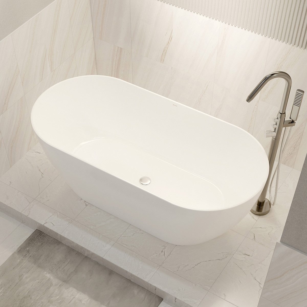 Bernstein Badewanne JAZZ PLUS 2.0, freistehende Badewanne, Sanitäracryl, oval