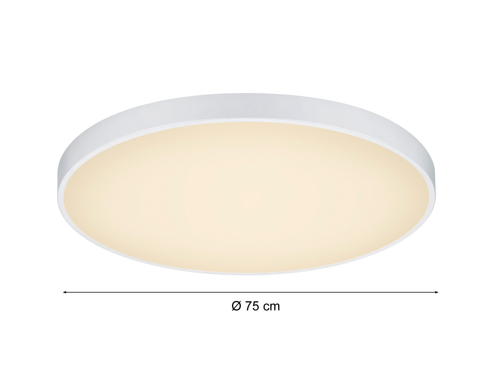 TRIO Leuchten LED Deckenleuchte extra hell mit 12.400 Lumen Ø 75cm, Lichttemperatur einstellbar, LED fest integriert, Warmweiß, Neutralweiß, groß, modern, leuchtstark & flach