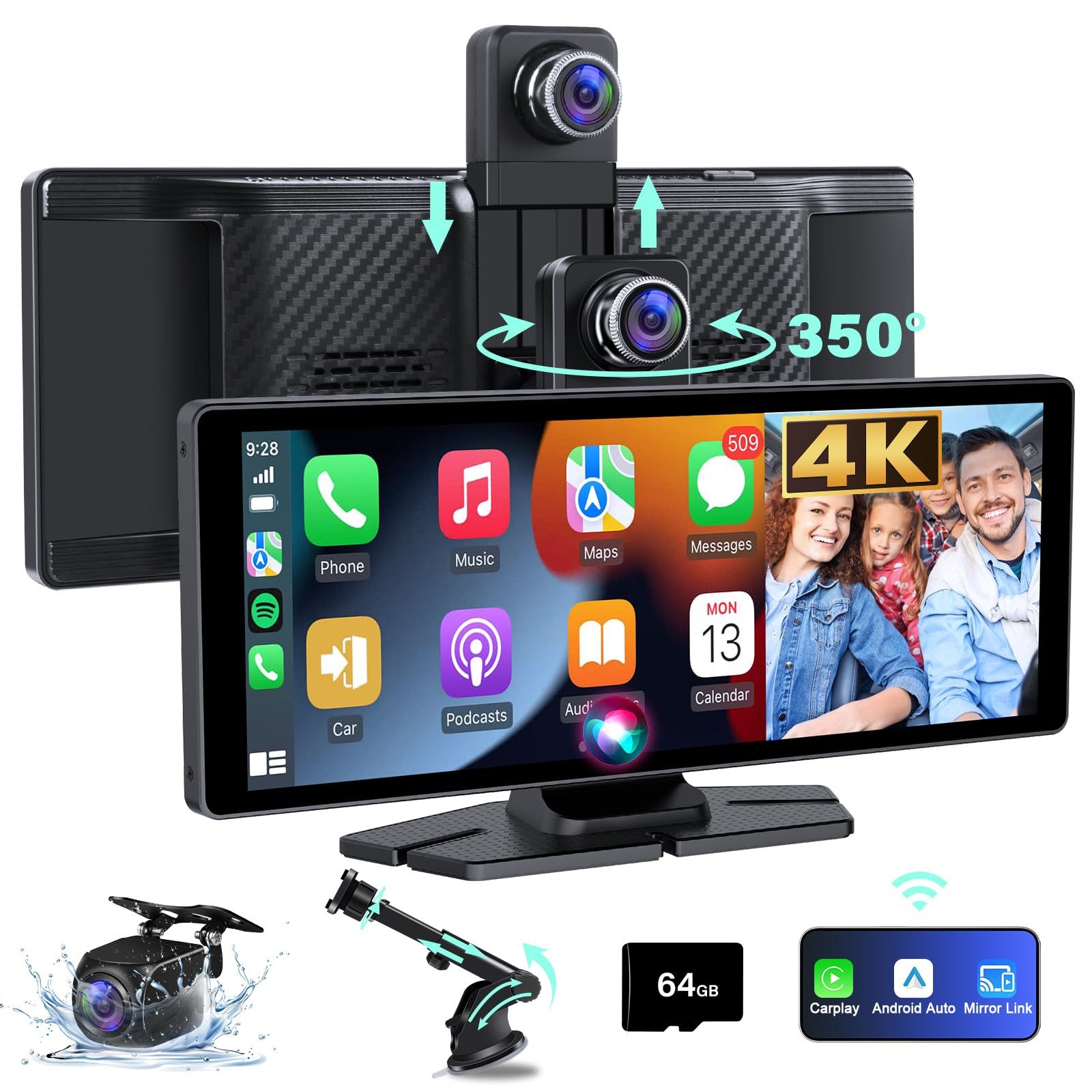 10,26 Zoll HD Auto-Display kompatibel mit CarPlay und Android Auto Navigationsgerät