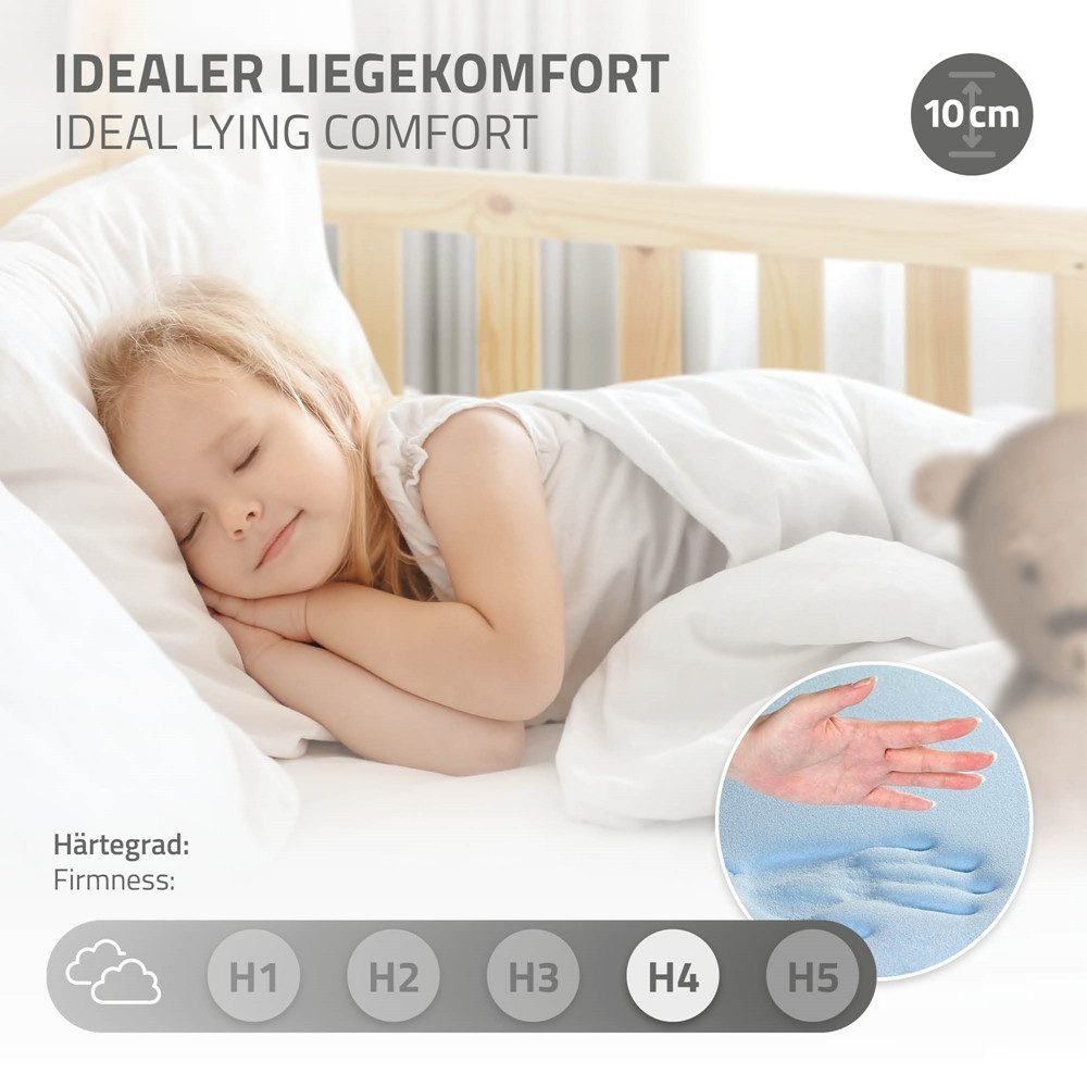 Kaltschaummatratze Juniormatratze Kindermatratze mit Reißverschluss und waschbarem Bezug, ML-DESIGN, 10 cm hoch, atmungsaktiv Matratze 60x120x10cm Schadstoffgep – Bild 4 von 5