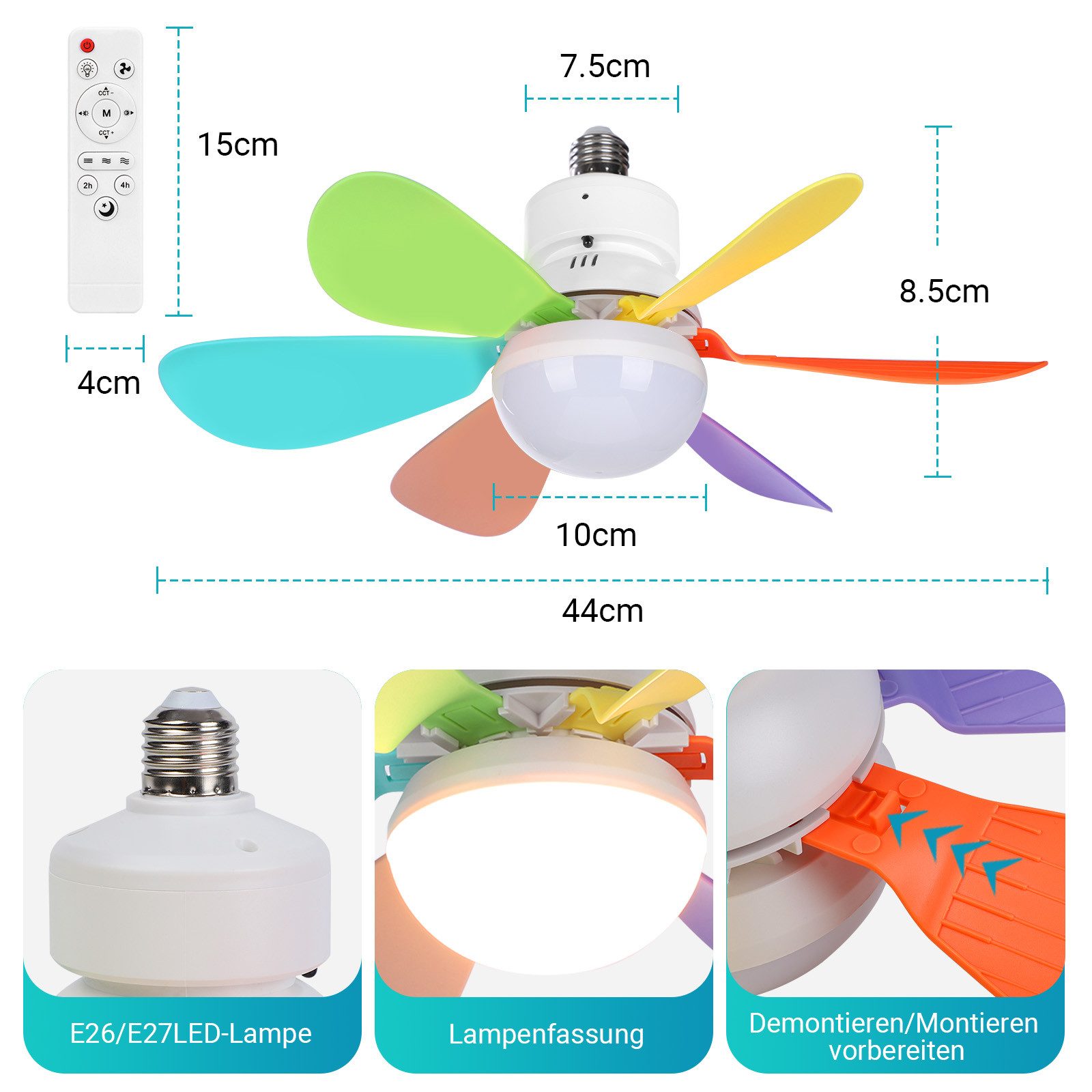 Sunicol Deckenventilator Deckenventilator mit Beleuchtung, Dimmbar, günstig online kaufen