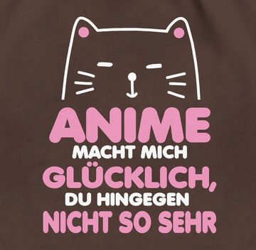 Shirtracer Turnbeutel Anime macht mich glücklich, du hingegen nicht so sehr - weiß/rosa, Anime Geschenke