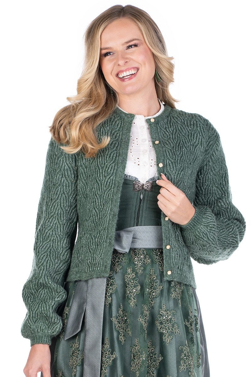 Madame Marie Trachtenjacke Trachten Strickjacke - AVENARA - gischt melange, beige melange