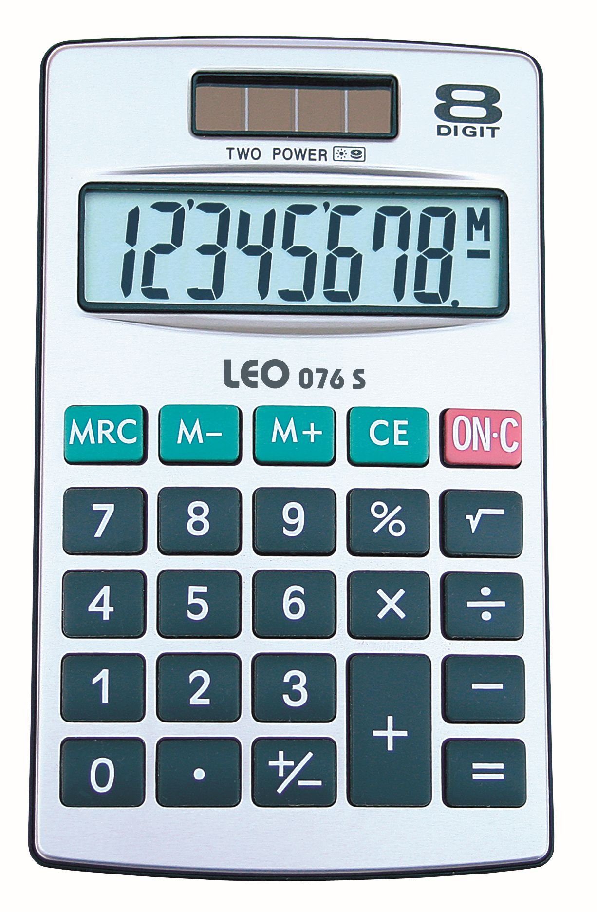 LEO Schreibtischunterlage Taschenrechner 076S - Solar-/Batteriebetrieb,  8-stellig, LC-Display