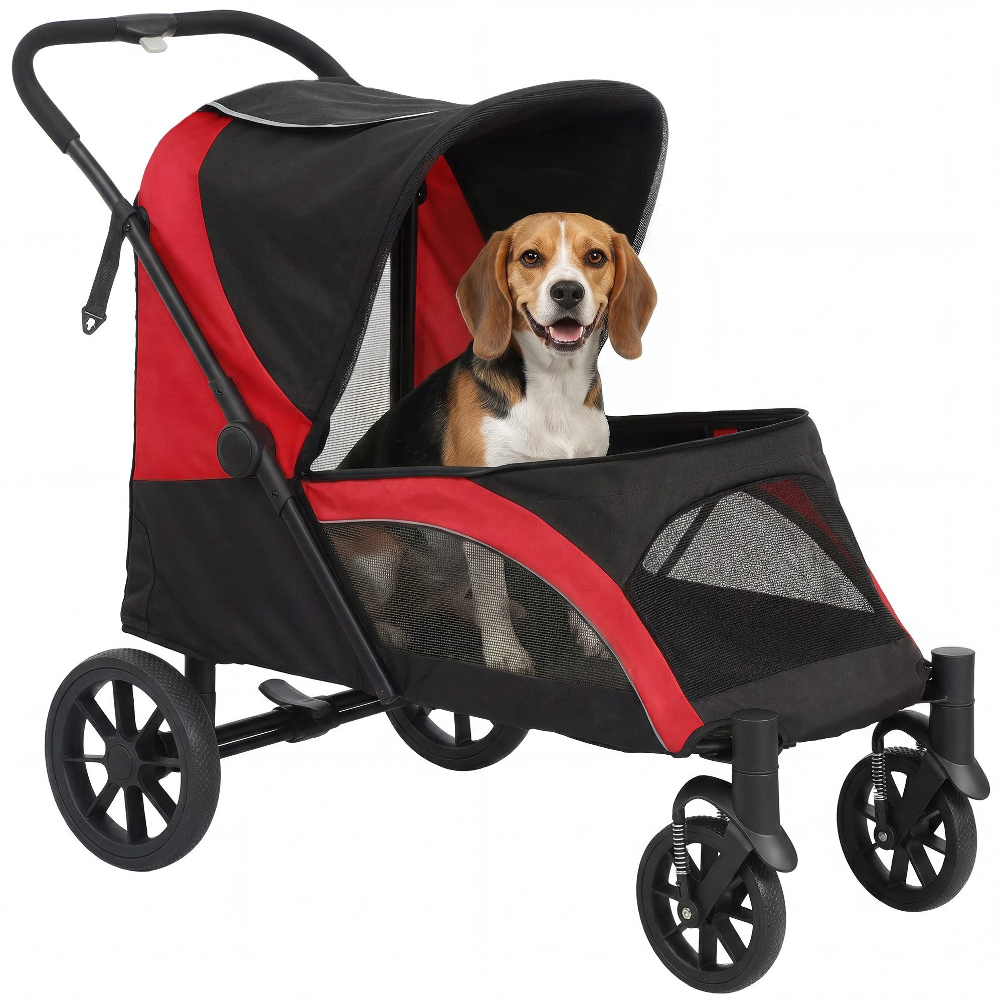 PawHut Hundebuggy Hundewagen klappbar mit Kissen Buggy, (Katzenwagen, 1-tlg), für mittelgroße Hunde & Katzen bis 25 kg, Schwarz