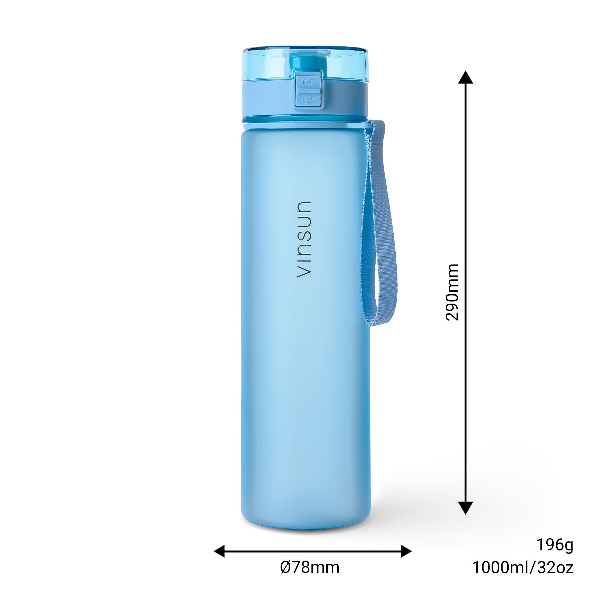 auslaufsicher Hell Geruchs- 1L, frei, Kohlensäure Blau, geeignet, und Geschmacksneutral, - BPA Trinkflasche auslaufsicher Vinsun Trinkflasche Kohlensäure,