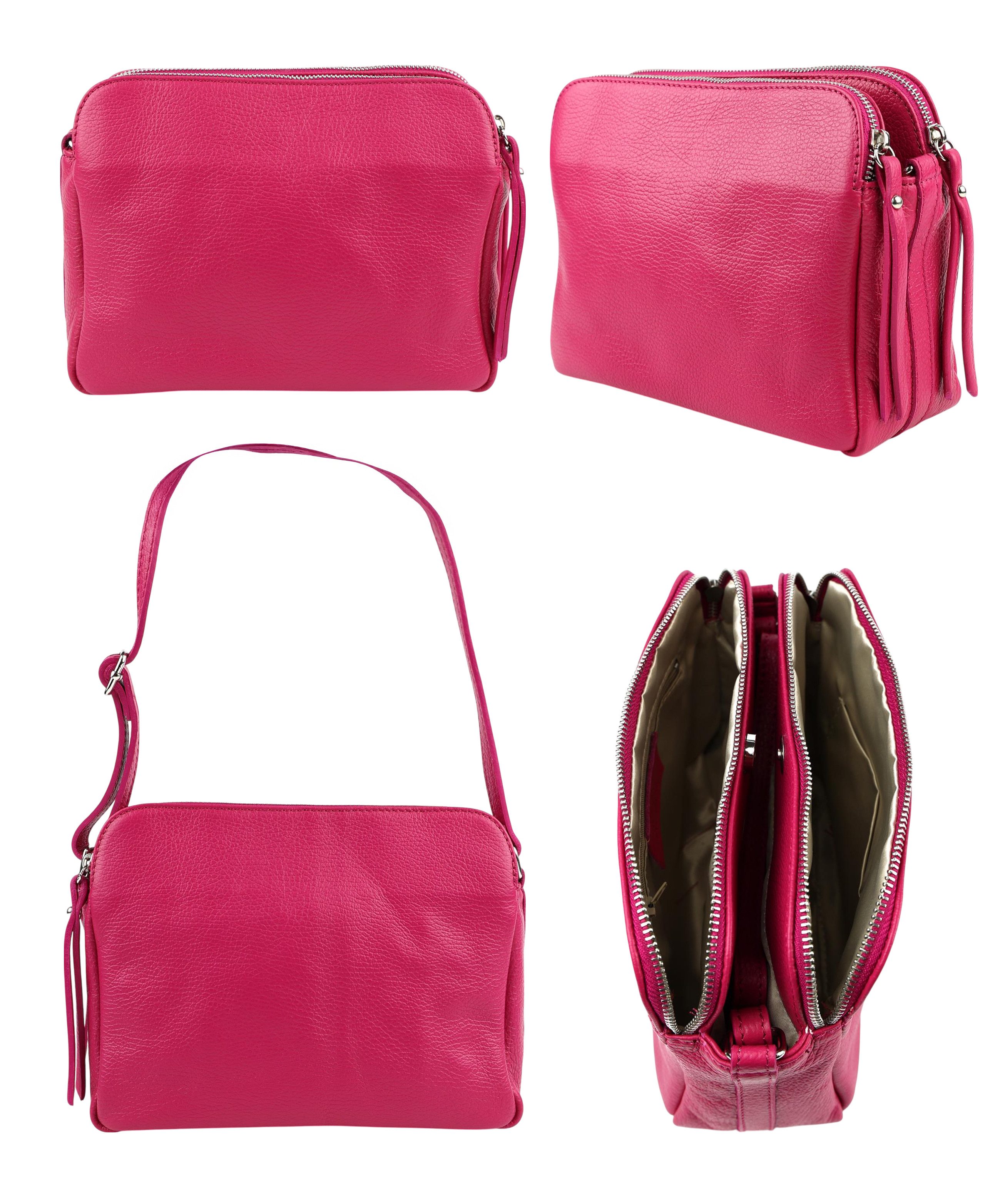 SEVA Schultertasche Umhängetasche mit 3 hauptfächer, Crossbody Tasche Damen Leder groß (verstellbaren Schulterriemen, 3Fächer, Echtleder, Erhältlich in verschie – Bild 4 von 4