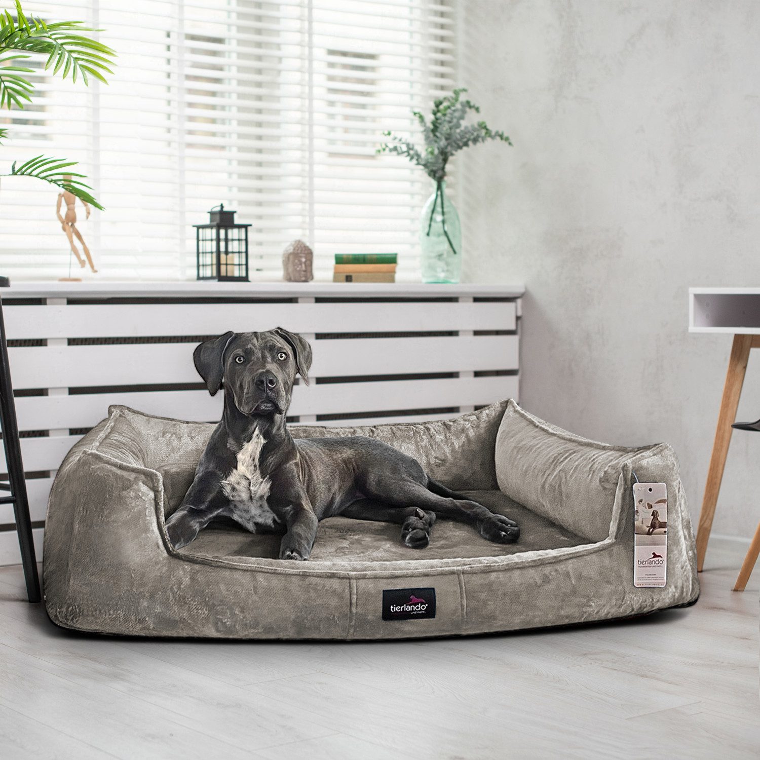Thumbnail - tierlando® Tierbett Orthopädisches Hundebett FRANKLIN Kuscheliger Teddy-Stoff - Hundesofa
