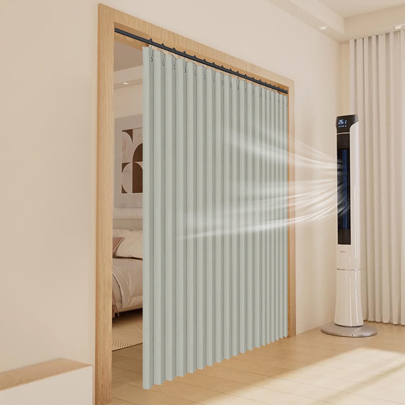 LMaxhome Türvorhang Wandteiler Raumteiler Vorhang Breite 254 cm Sichtschutz für Wohnzimmer (1 St), blickdicht, Oxford-Gewebe, Türgardine mit Häkchen Verdunkelung für Fenster Schlafzimmer Trennwand