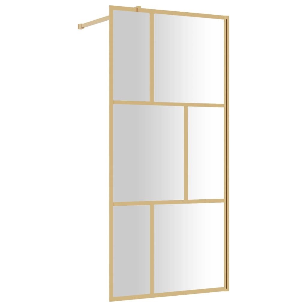 vidaXL Duschwand, Duschabtrennung für Begehbare Dusche mit ESG Klarglas Golden 90x195cm