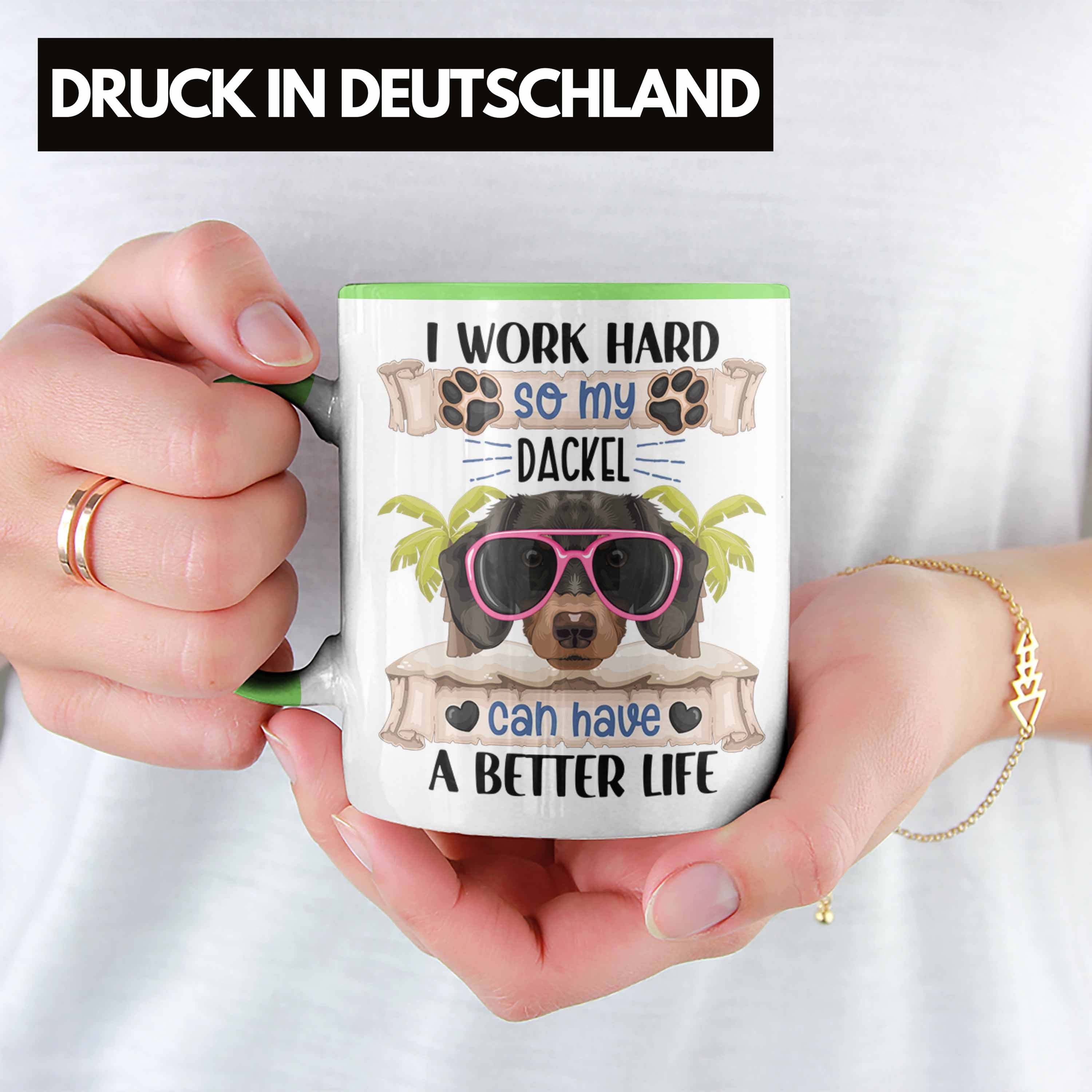 I Spruch Geschenkidee Work Besitzer Dackel Grün Har Tasse Lustiger Tasse Geschenk Trendation