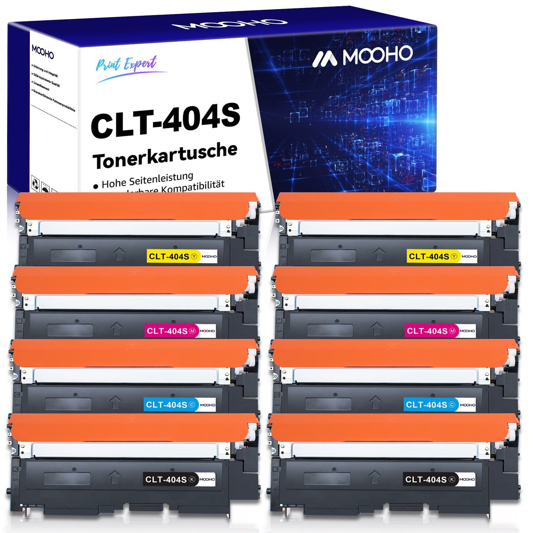 Tonerpatrone für CLT-K404S MOOHO C404S (8-St) 8-St Xpress C482, CLT-P404C SAMSUNG