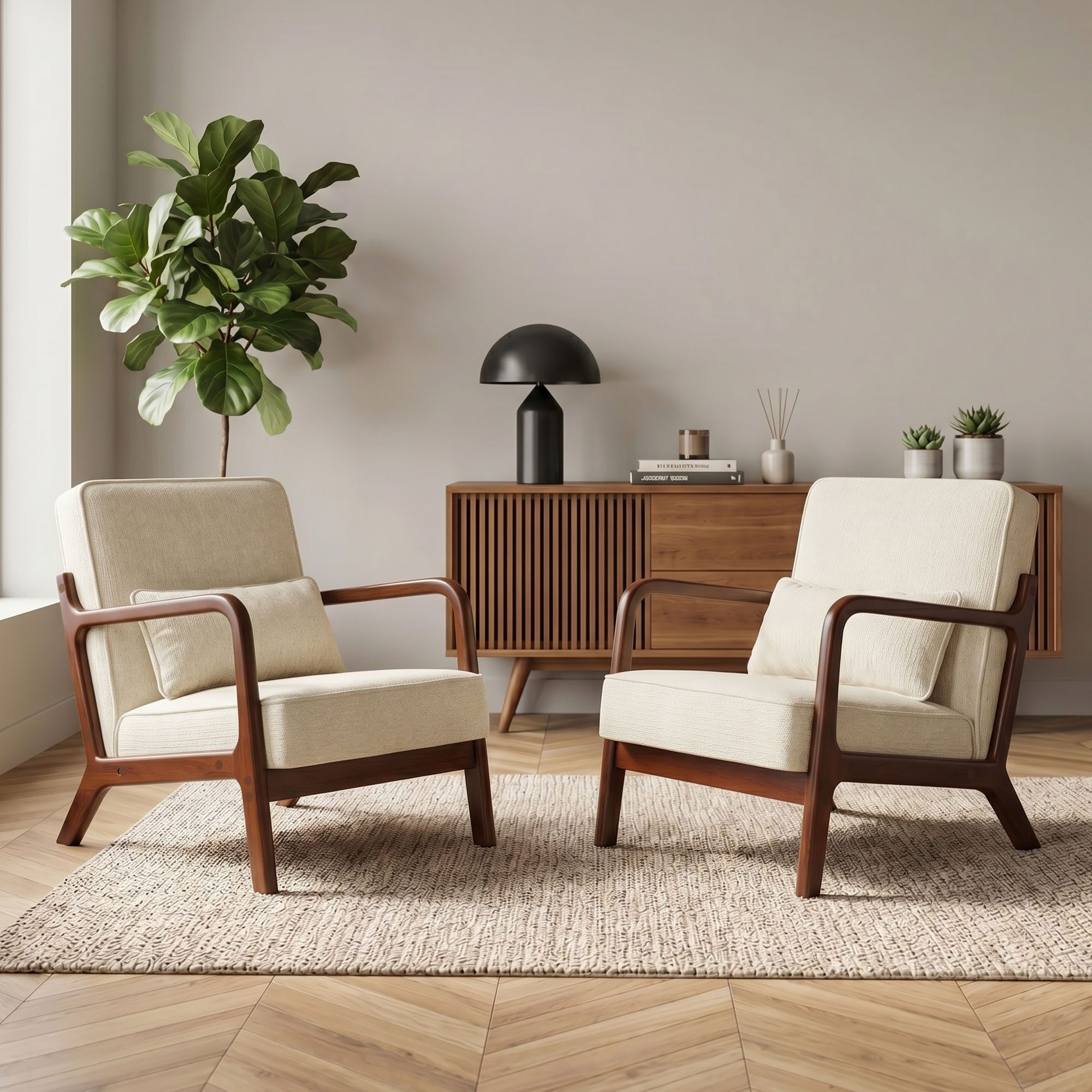 GRAVFORCE Ohrensessel mit Lendenkissen fur Wohnzimmer Chenille-Bezug Grün (1-St), Ergonomischer Sitzkomfort – Bild 3 von 5