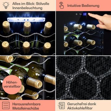 Klarstein Weinkühlschrank Shiraz 18 Uno, für 18 Standardflaschen á 0,75l,Wein Flaschenkühlschrank Weintemperierschrank Weinschrank Kühlschrank