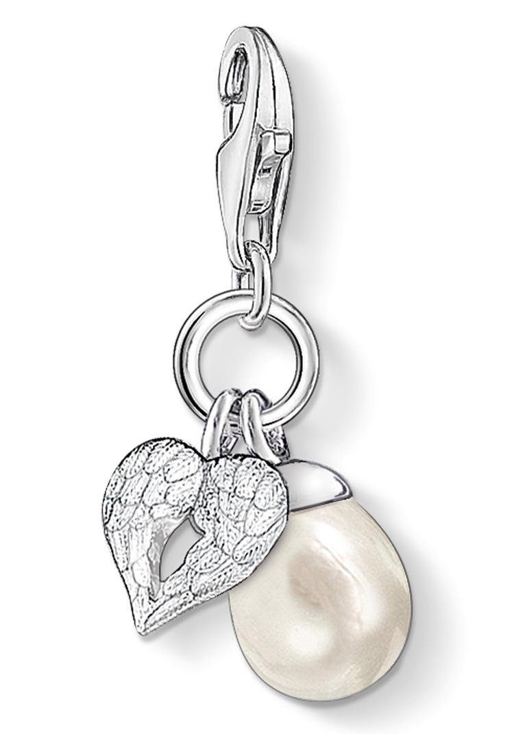 THOMAS SABO Charm-Einhänger Flügel mit Perle