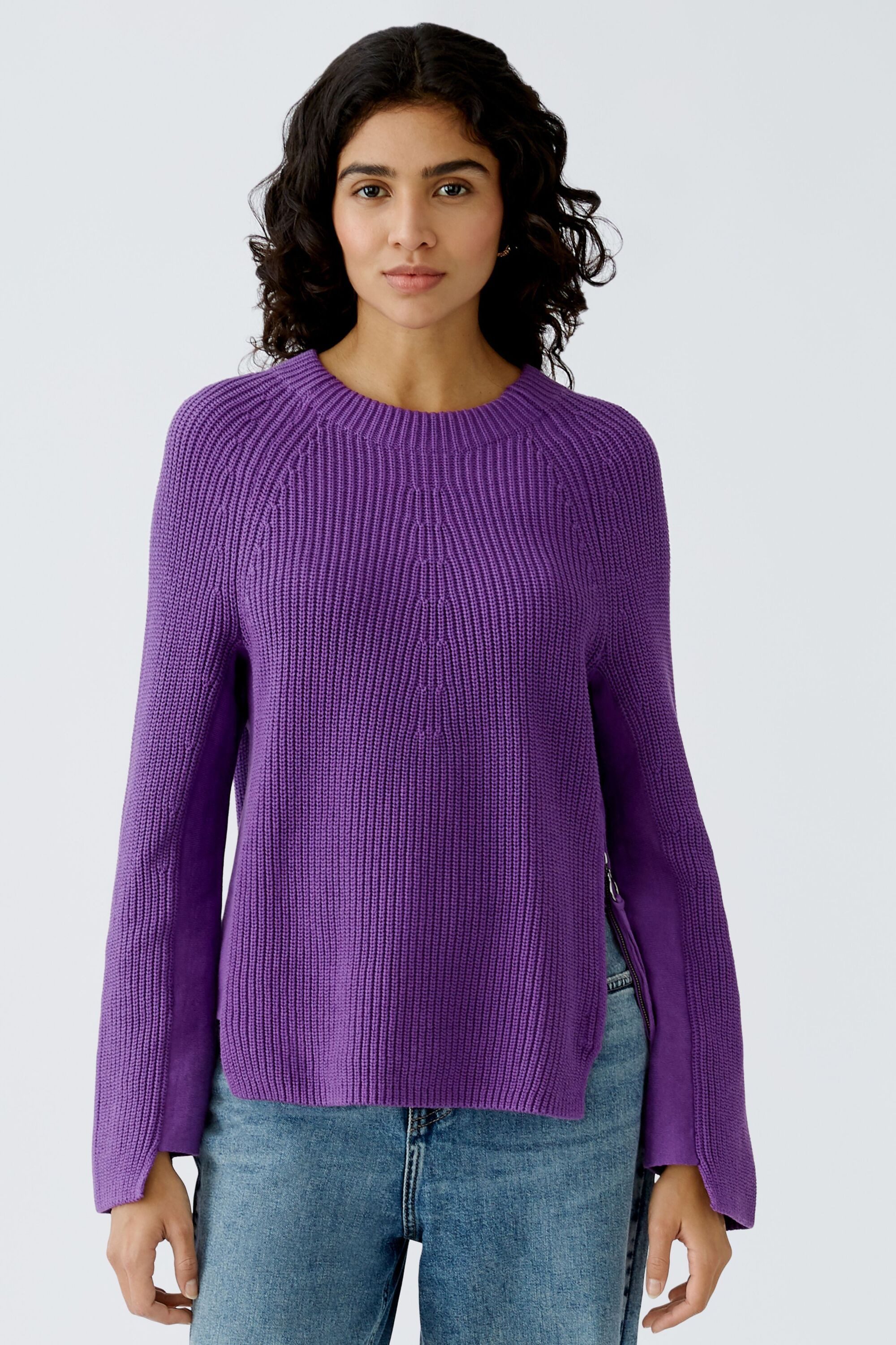 Oui Rundhalspullover RUBI Pullover mit Reßverschuss günstig online kaufen