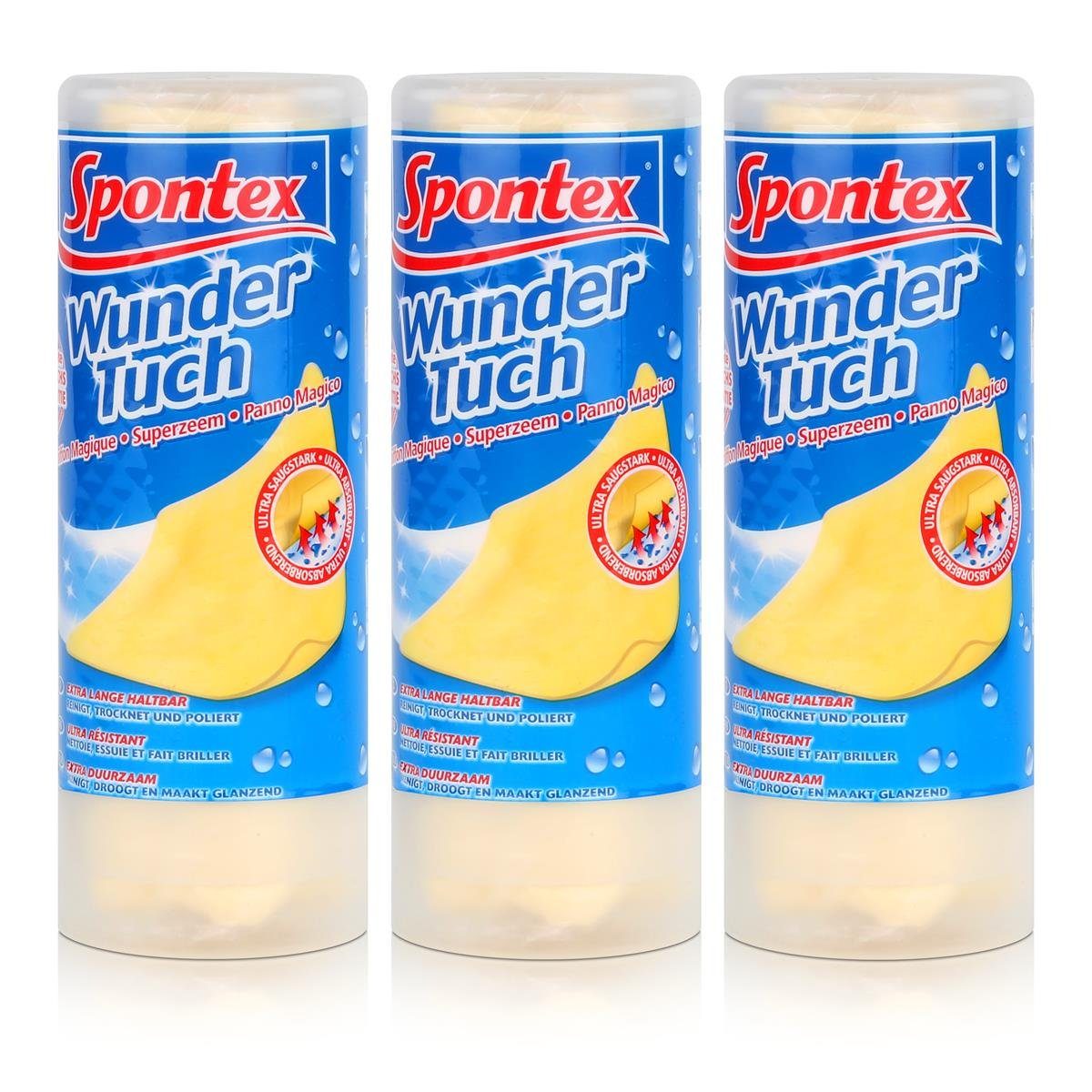 SPONTEX Spontex Wundertuch - Reinigt, Trocknet und Poliert (3er Pack) Reinigungstücher