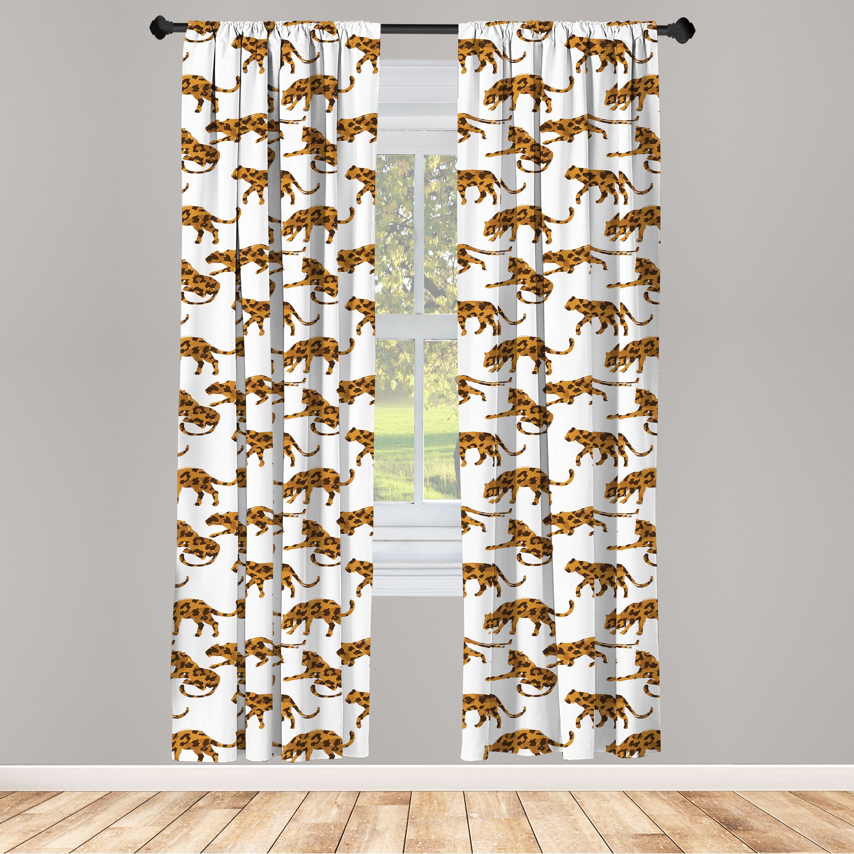 Gardine Vorhang für Wohnzimmer Schlafzimmer Dekor, Abakuhaus, Microfaser, Jaguar Exotic Animal Design