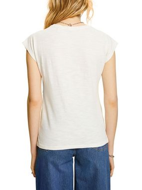 Esprit T-Shirt T-Shirt mit Stickerei, 100 % Baumwolle (1-tlg)