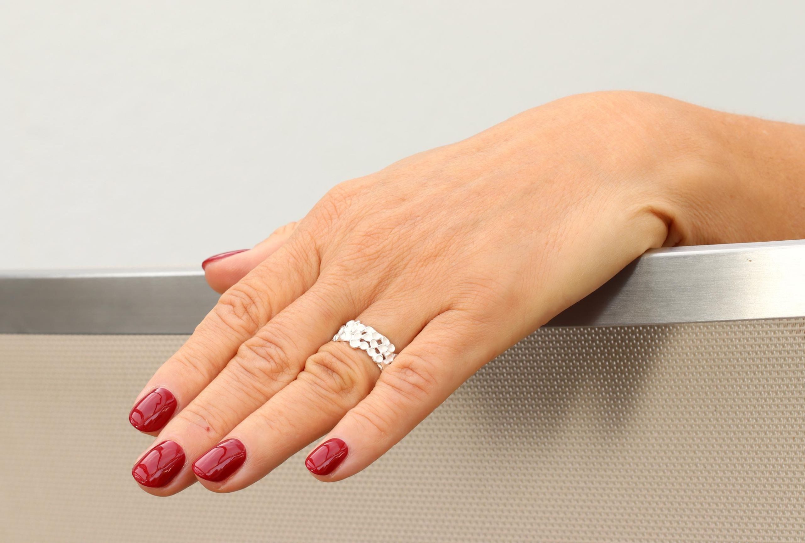 SILBERMOOS Silberring Fein-strukturierter Wabenring, 925 Sterling günstig online kaufen