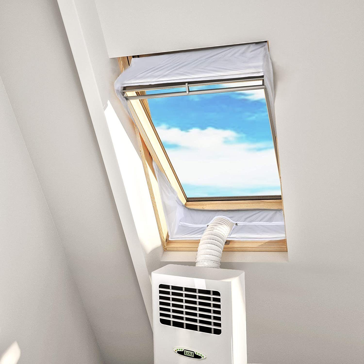 Fensterstopper Fensterabdichtung für Mobile Klimageräte Set, Fensterkitt Dachfenster, autolock
