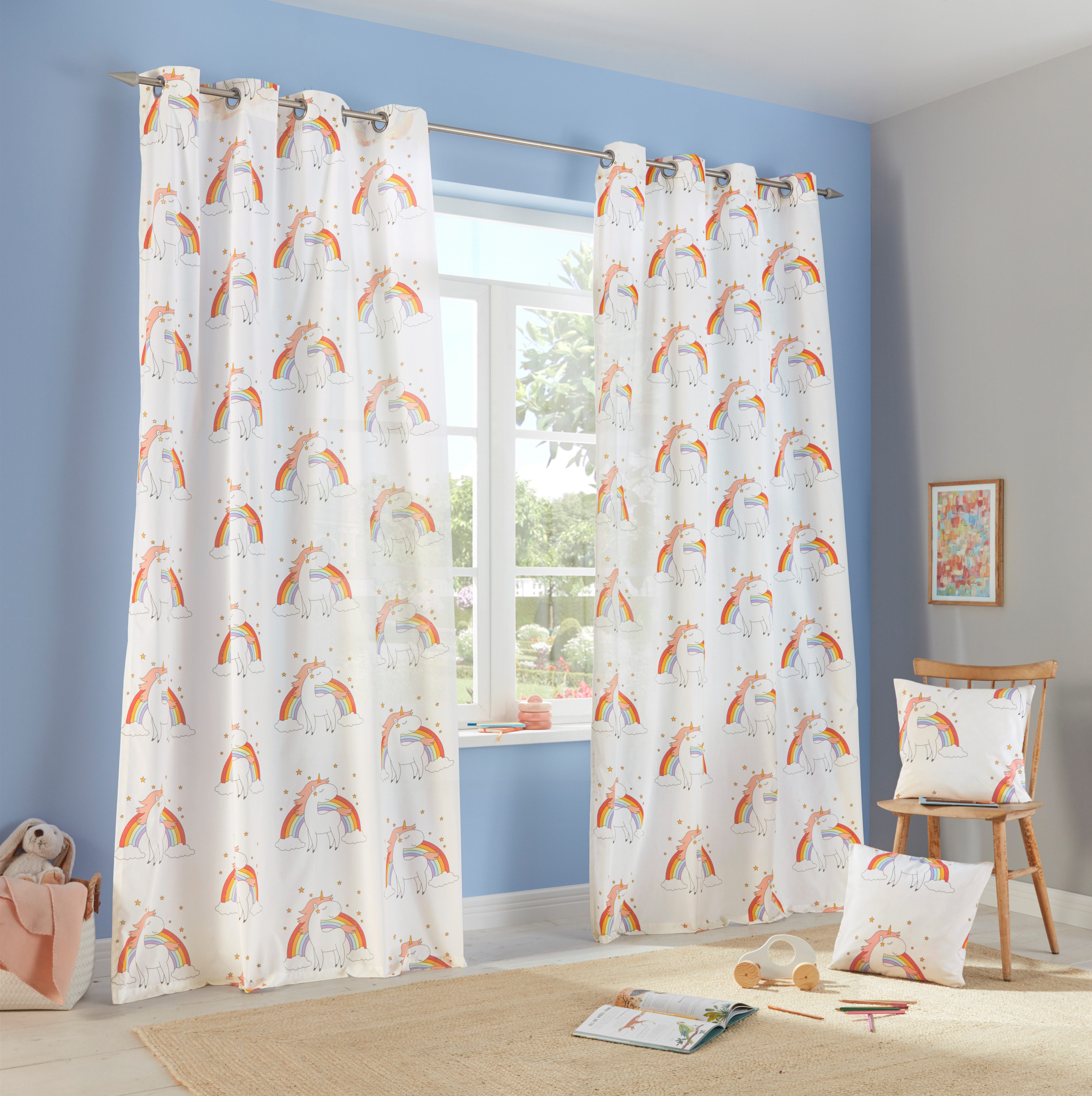 Lüttenhütt Gardine EINHORN (1 St), Ösen, halbtransparent, Kindergardine, Ei günstig online kaufen