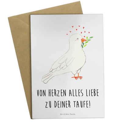 Mr. & Mrs. Panda Grußkarte Taube Taufe - Weiß - Geschenk, Geburtstagskarte, Einladungskarte, Tau, Einzigartige Motive