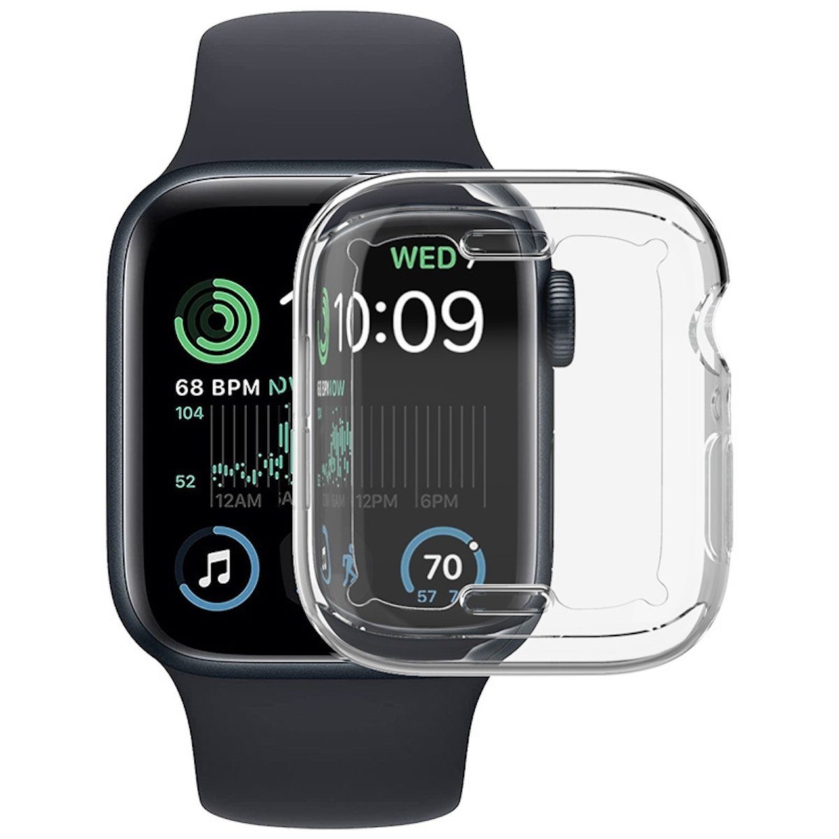Wigento Smartwatch-Hülle Für Apple Watch SE 2023 / 2022 44mm 360 Grad TPU Silikon Hülle Cover