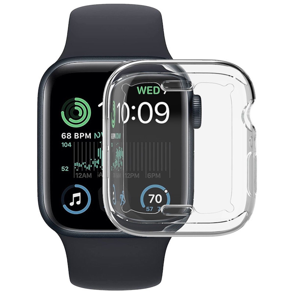Wigento Smartwatch-Hülle Für Apple Watch SE 2022 44mm 360 Grad Schock TPU  Silikon Hülle Tasche Etuis Transparent