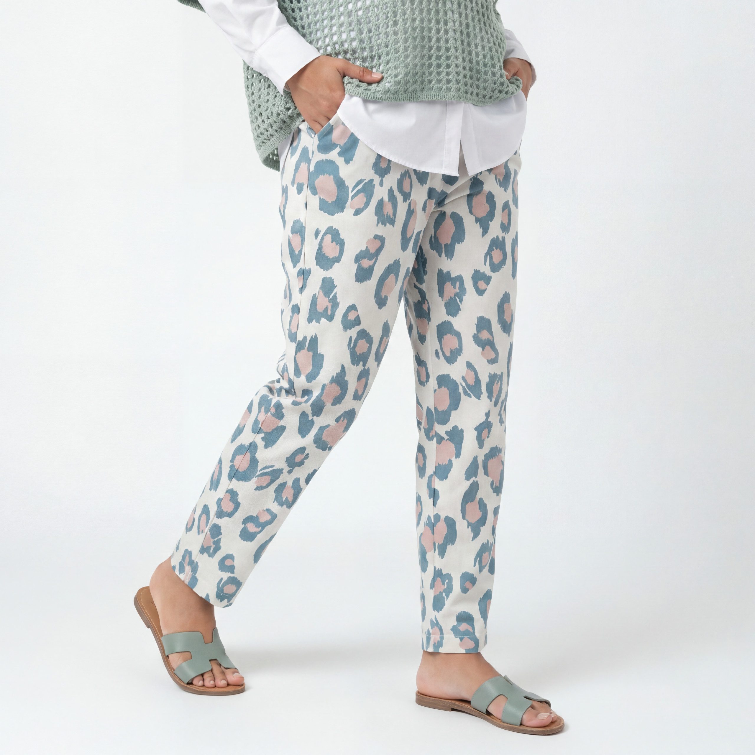 OriginalYou Schlupfhose Loungehose Damen Leo Look Freizeithose mit Stretch passend für 40 bis 44, geeignet für eine Körpergröße bis 1,68m