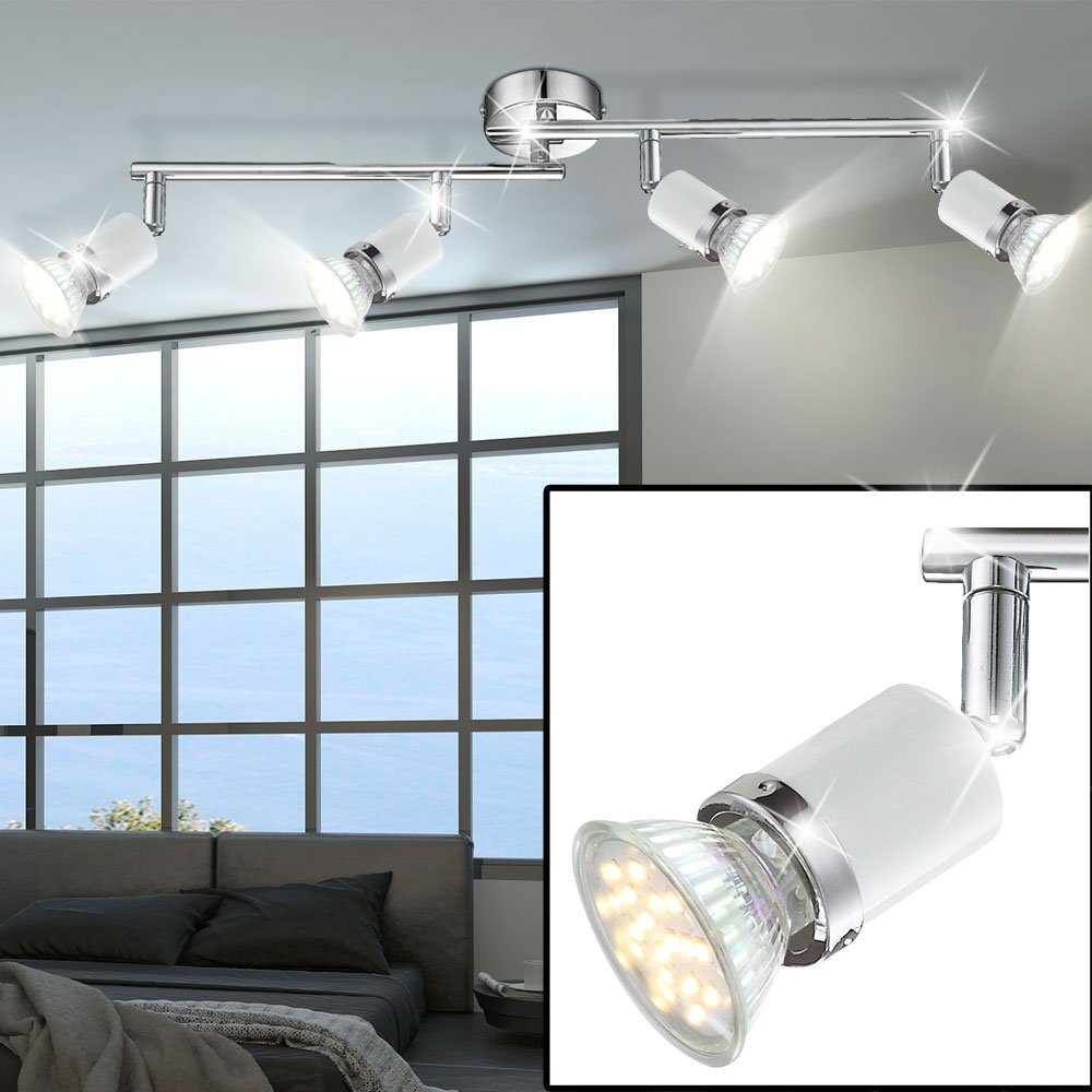 Deckenleuchte, Leuchte inklusive, Globo Warmweiß, Leuchtmittel LED Decken Licht-Schiene LED Wohn schwenkbar Spot Balken Zimmer
