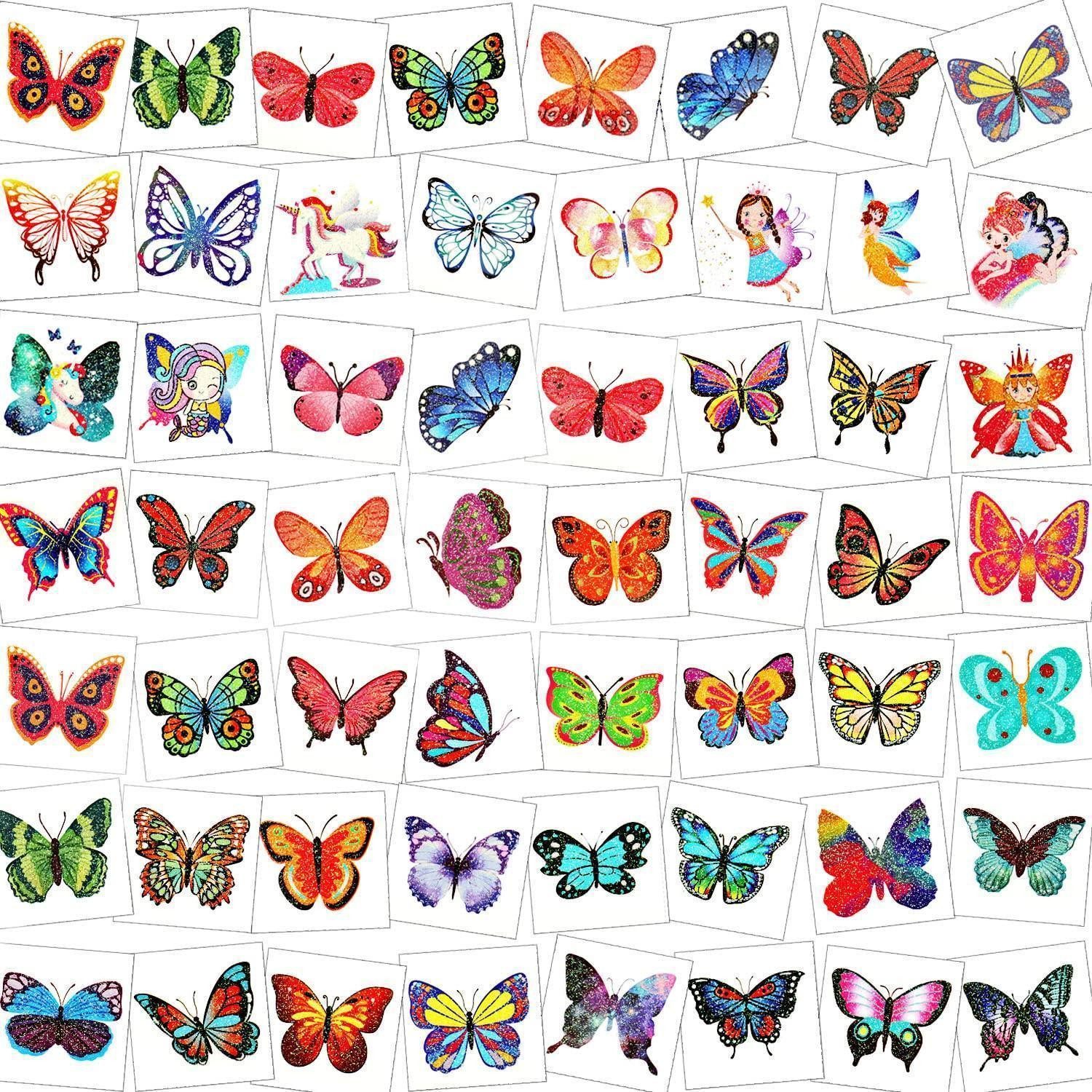 LuxusKollektion Kindertattoo Tattoo Kinder 96 Glitzer Schmetterling Set Aufkleber C