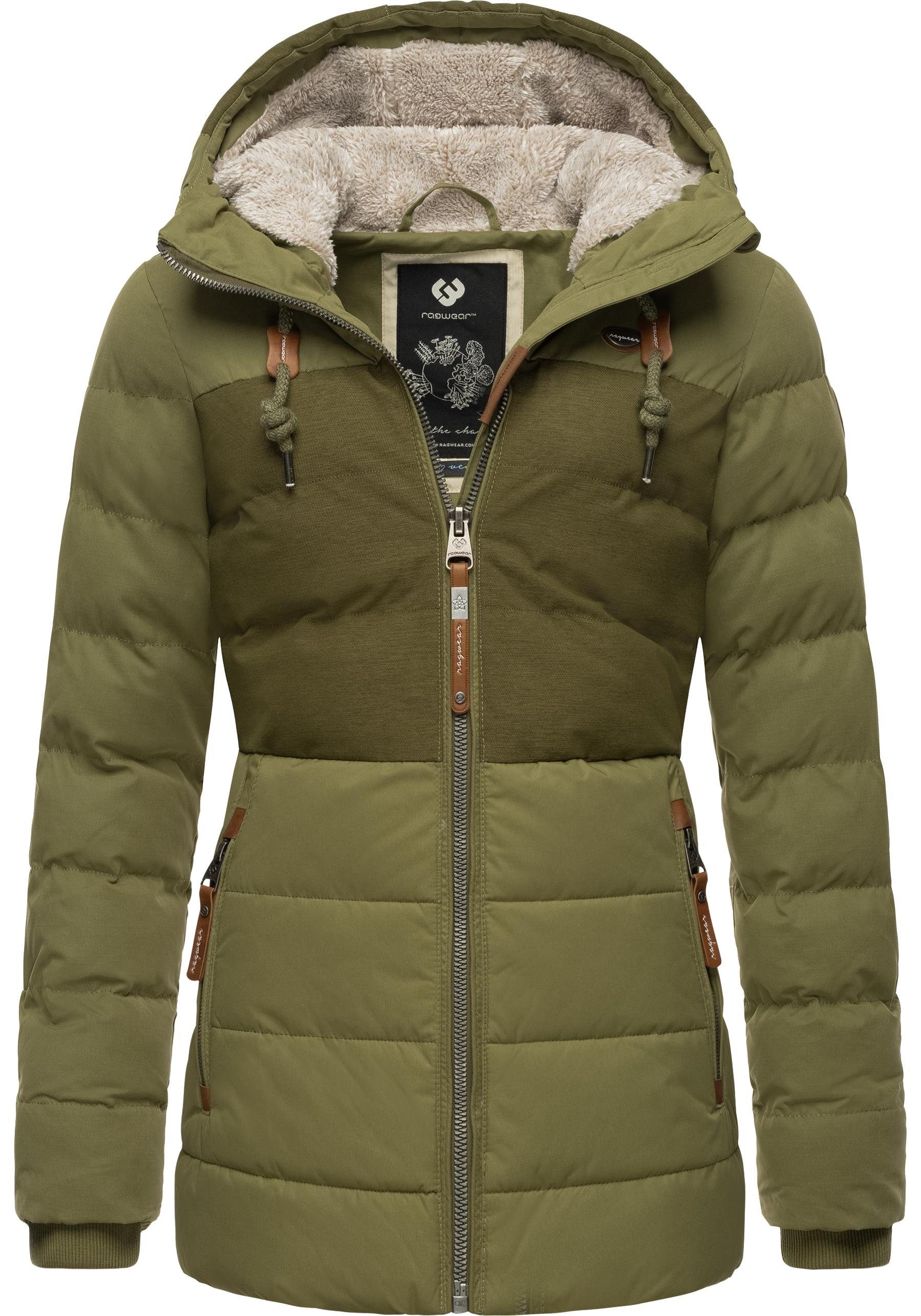 Ragwear Winterjacke Quantic stylische Steppjacke mit Teddyfell-Kapuze günstig online kaufen