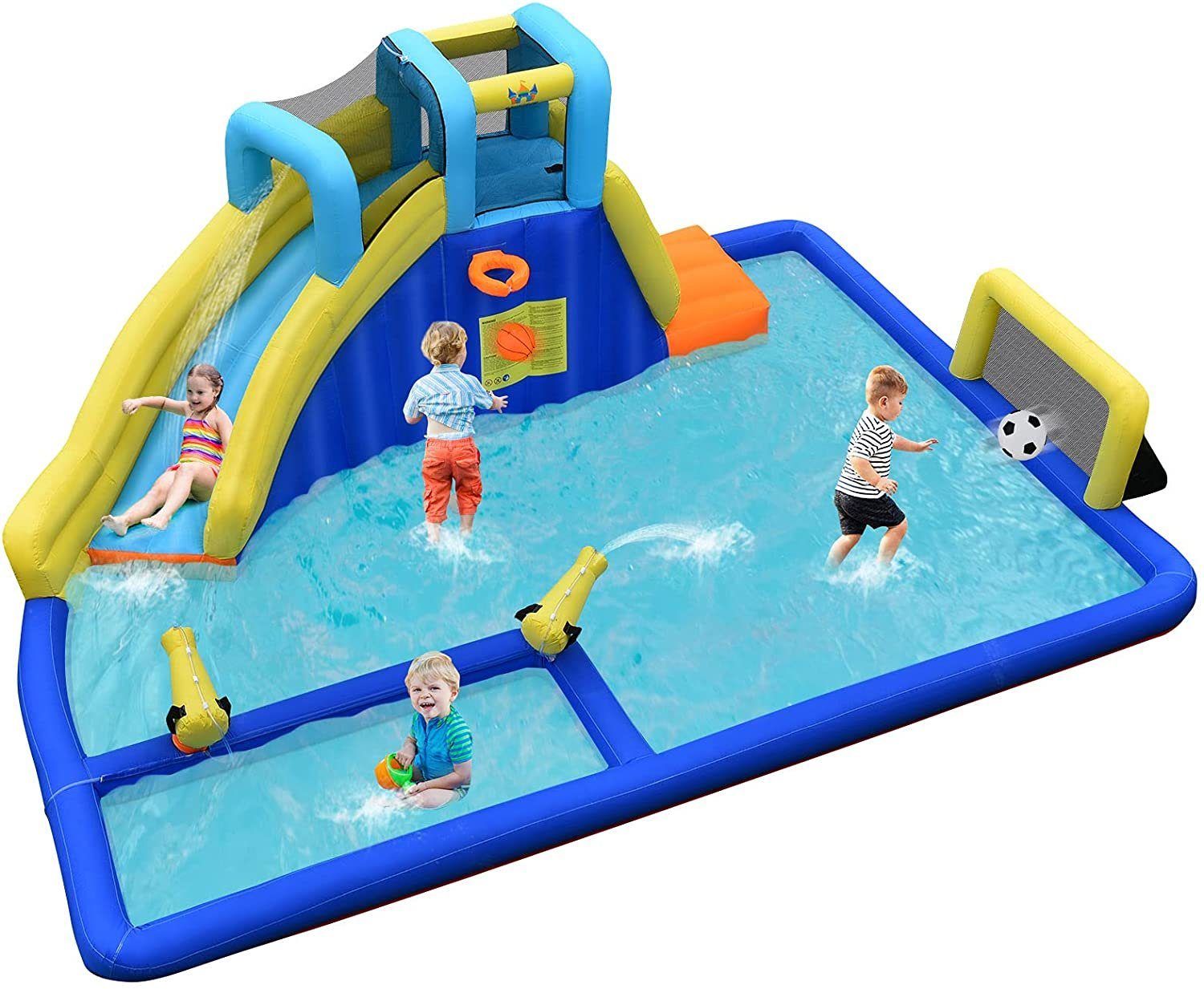 Hüpfburg Wasserspielcenter Spielpool Wasserpark Set aufblasbar bis 4 Kinder Neu 