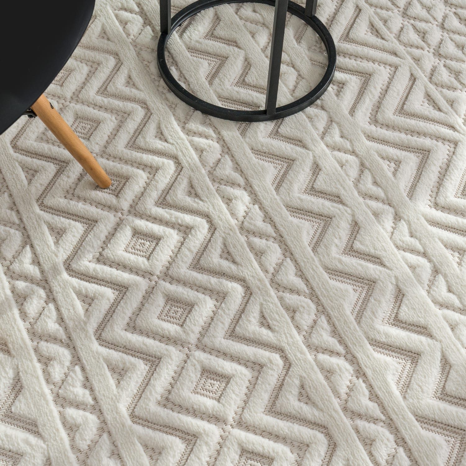 KADIMA DESIGN Teppich Struktur Wohnzimmer schmutzabweisend Teppich Kurzflor, Läufer, Höhe: 14 mm, Florhöhe: 10 mm, 100% Polypropylen, Läufer, 80x150cm, Creme