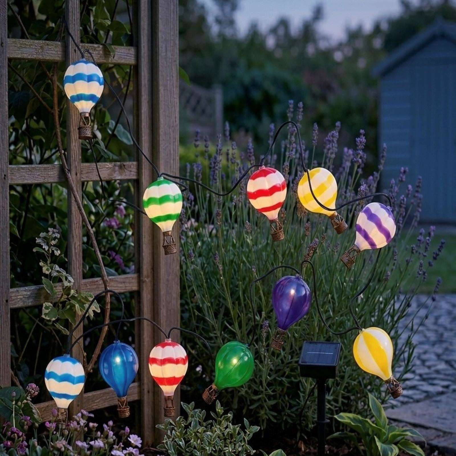 HAC24 LED-Lichterkette Solar Outdoor Gartenbeleuchtung Heißluftballon, mit 10 LED 400 cm Warmweiß mit Flackereffekt Wetterfest IP44 – Bild 2 von 2