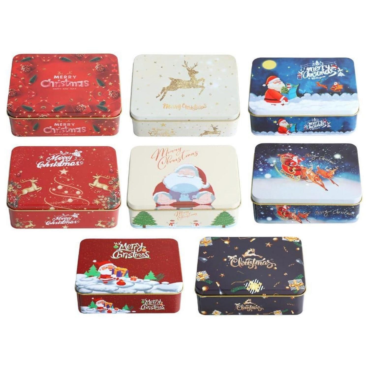 LuxusKollektion Keksdose Weihnachts-Keksdose 8er Set mit Deckel, Metall