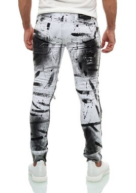 KINGZ Slim-fit-Jeans mit ausgefallener Batik-Waschung
