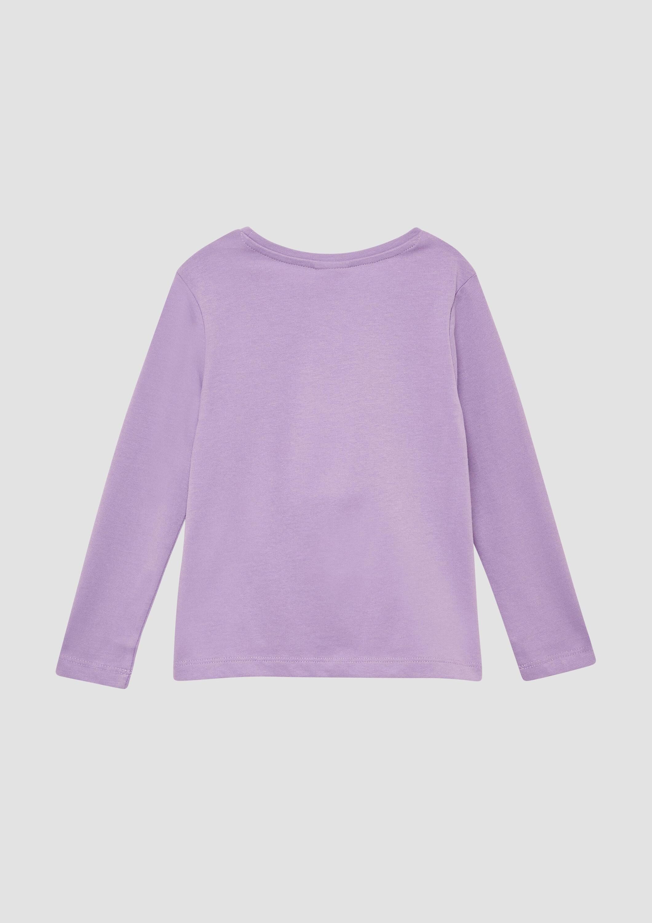 s.Oliver Langarmshirt T-Shirt Longsleeve mit Glitzerprint und Knoten-Detail