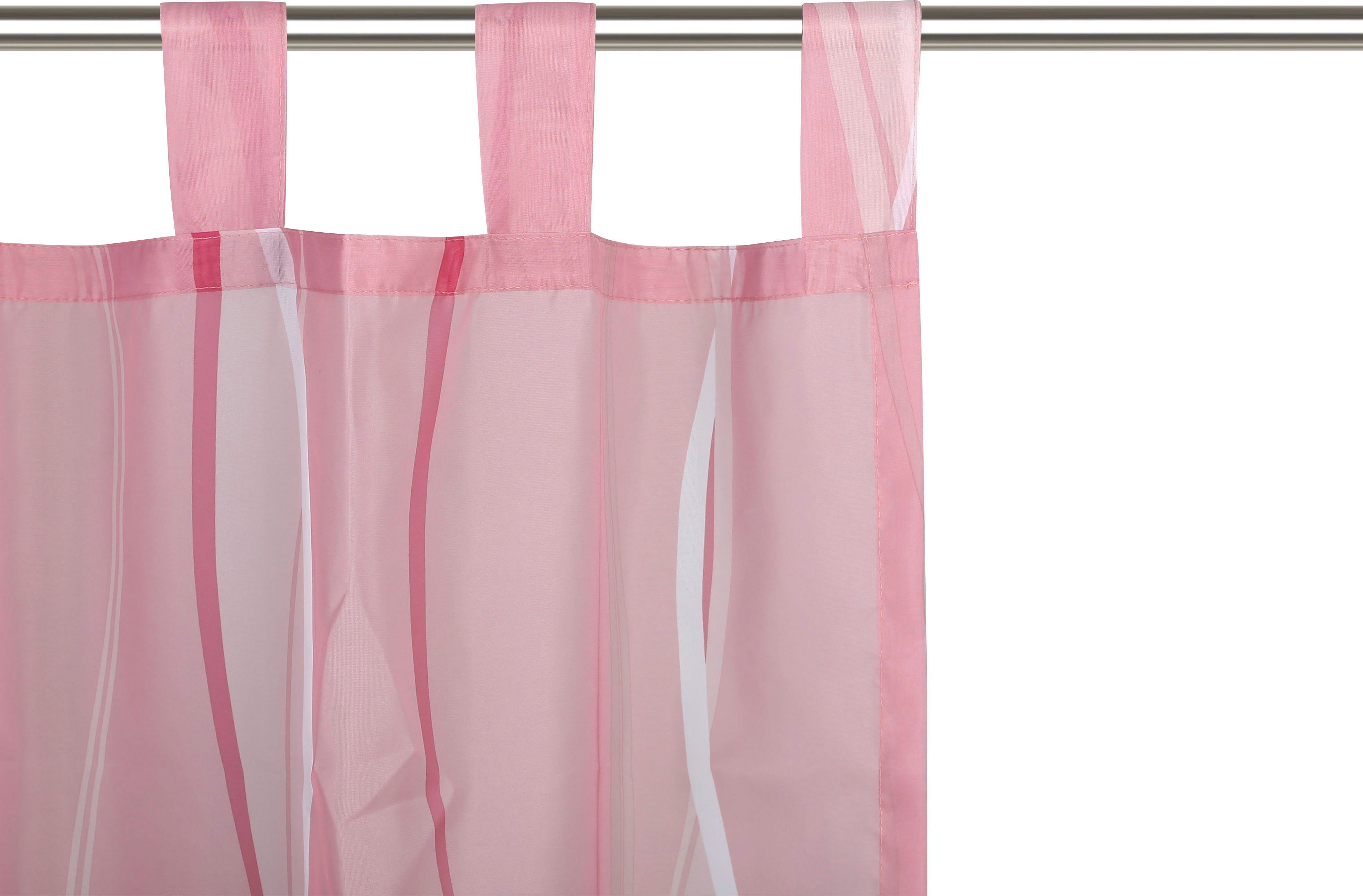 home, Gardine Schlaufen Voile, rosé Voile, my St), 2er-Set, Polyester, (2 Wellen Dimona, transparent,