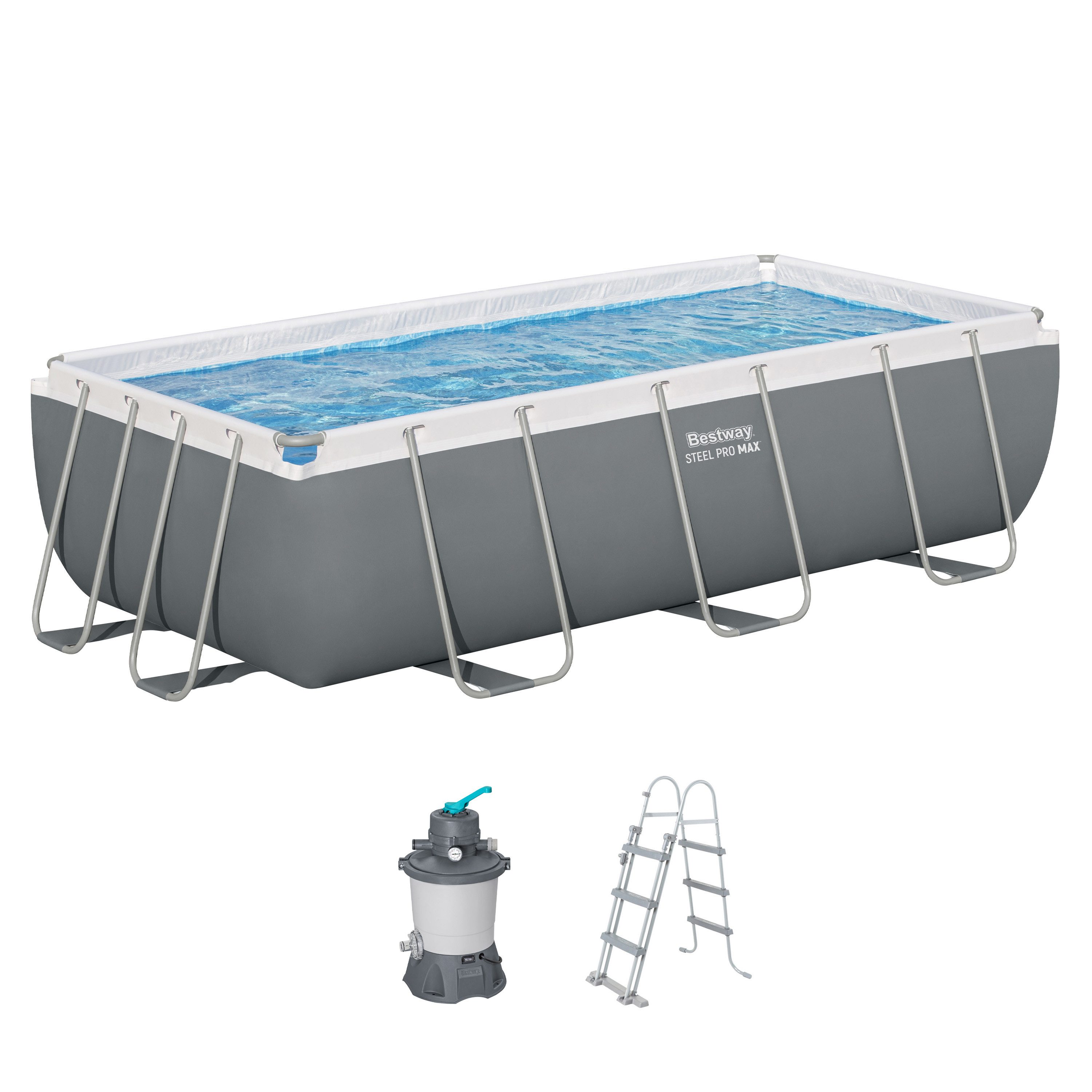Bestway Framepool Steel Pro MAX™ (Set, Inkl. Sandfilteranlage, Sicherheitsleiter), 404 x 201 x 100 cm